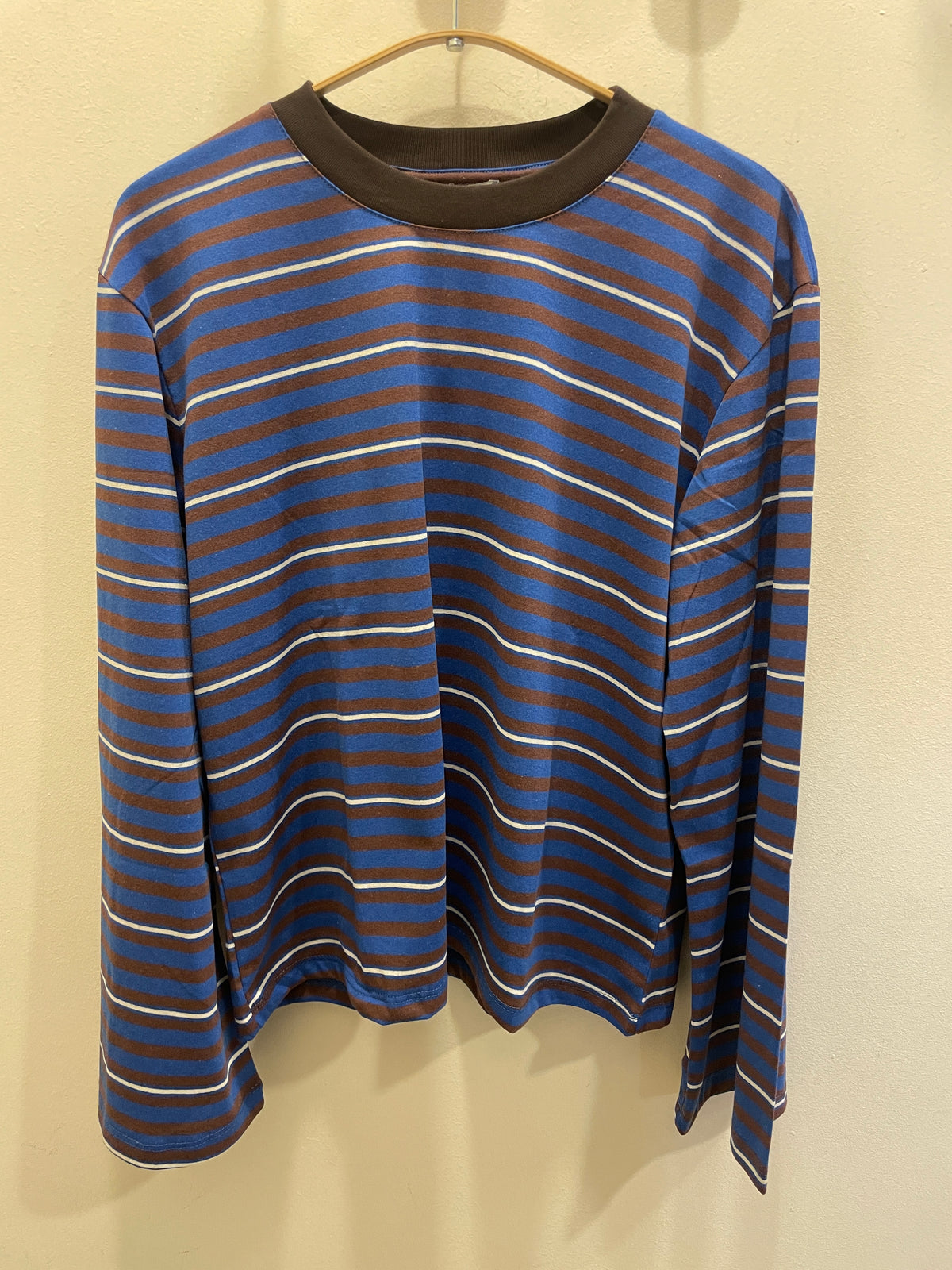 SUSY MIX - T-shirt in misto cotone a maniche lunghe a righe in contrasto bordeaux e bianco color moro - più varianti