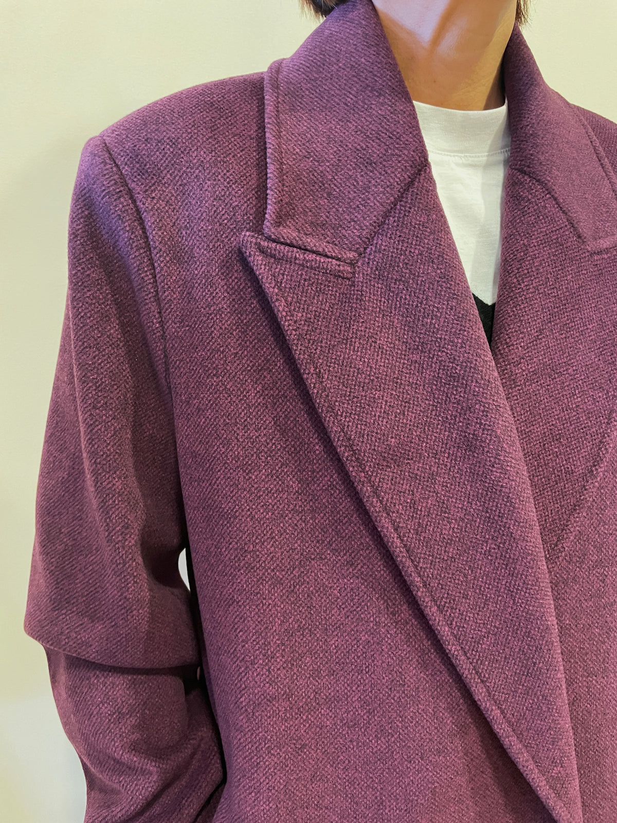 KAOS - Cappotto a doppiopetto con bottone unico color bordeaux melange
