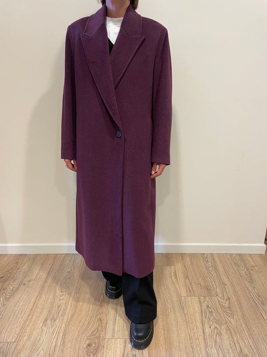 KAOS - Cappotto a doppiopetto con bottone unico color bordeaux melange
