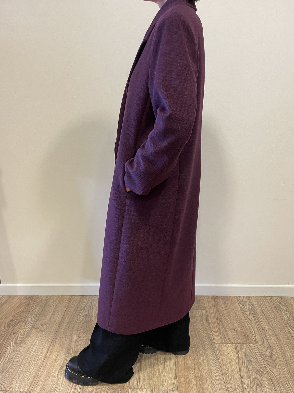 KAOS - Cappotto a doppiopetto con bottone unico color bordeaux melange
