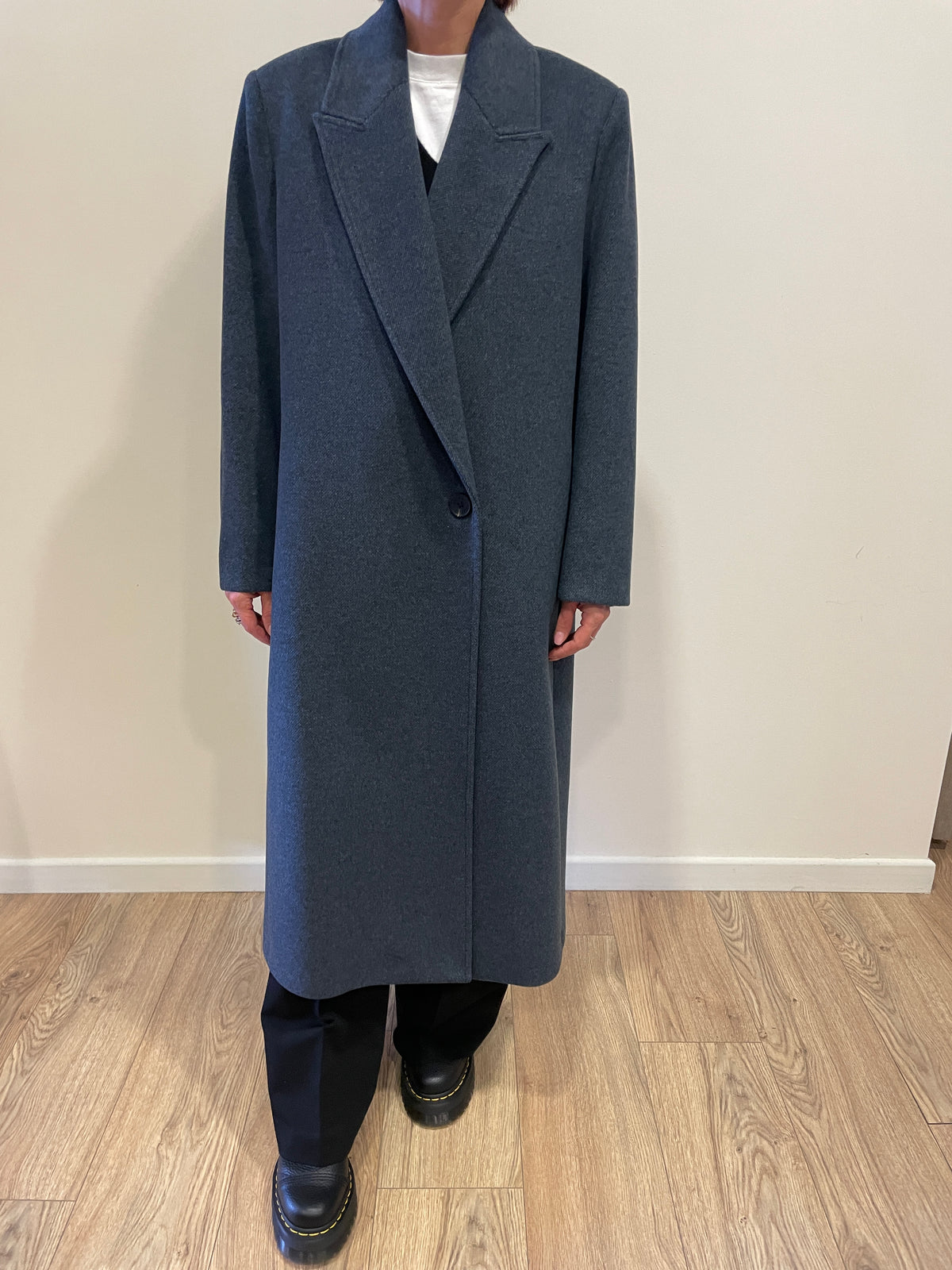 KAOS - Cappotto a doppiopetto con bottone color avio melange