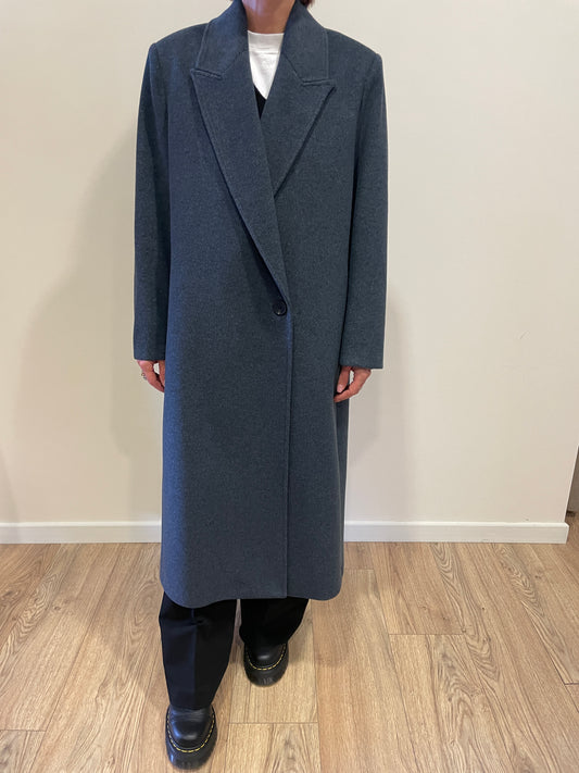KAOS - Cappotto a doppiopetto con bottone color avio melange