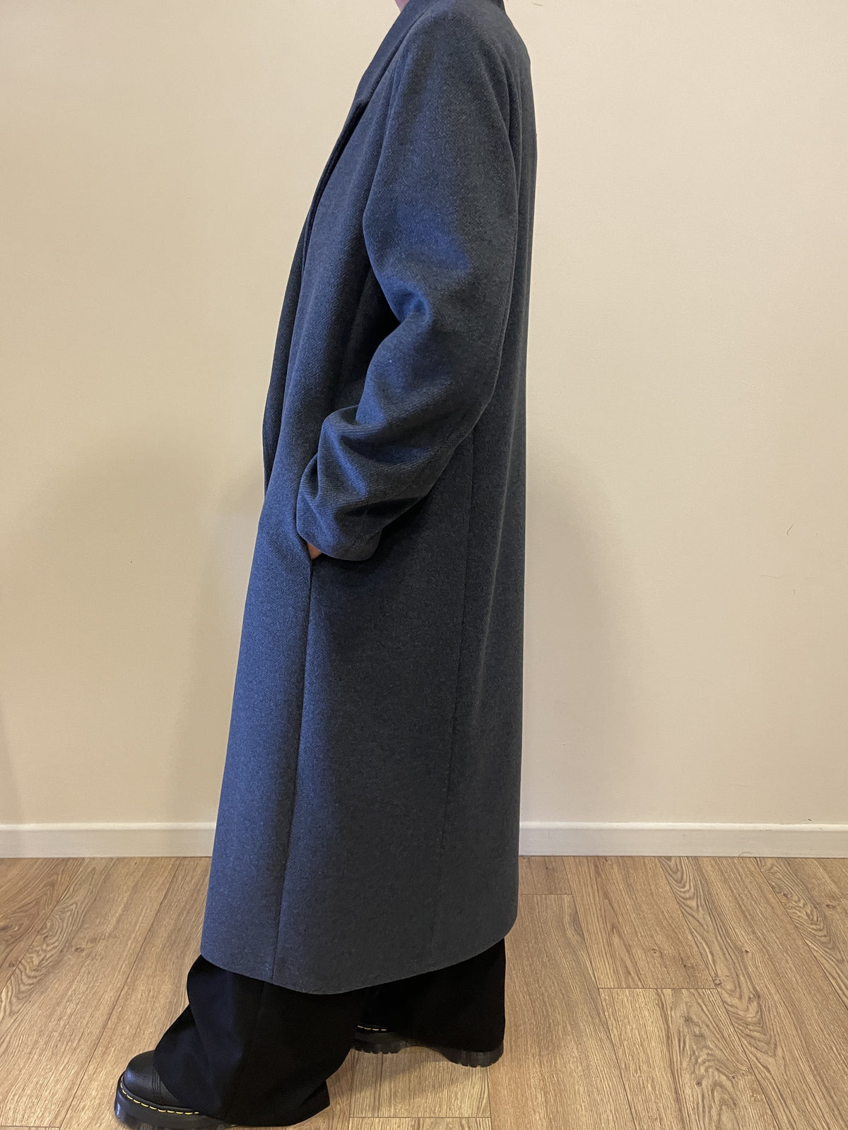 KAOS - Cappotto a doppiopetto con bottone color avio melange