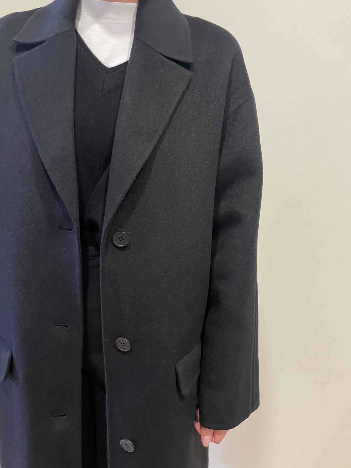 KAOS - Cappotto monopetto con 3 bottoni e tasche frontali color nero
