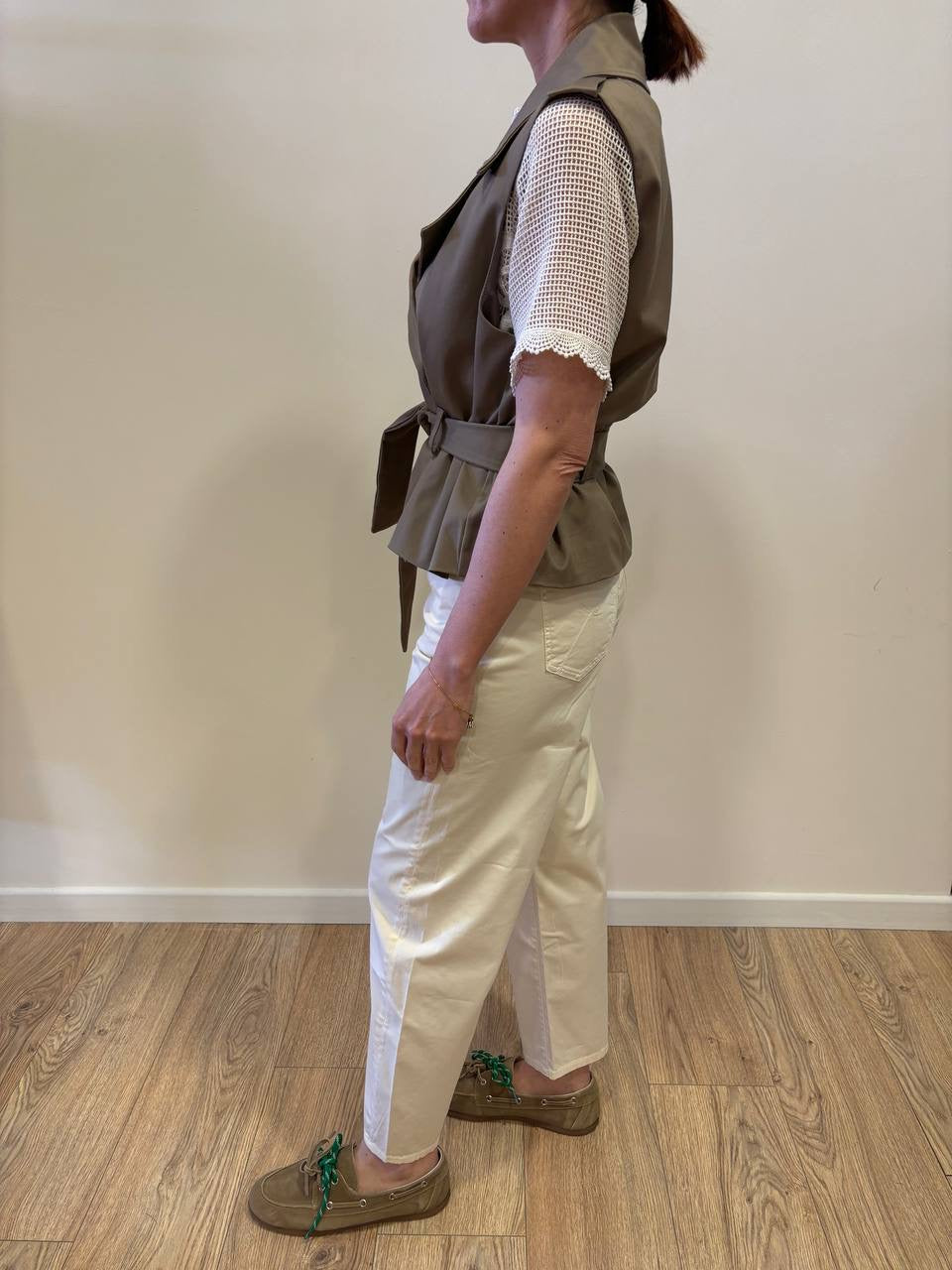 HAVEONE - Trench smanicato a doppiopetto con cintura