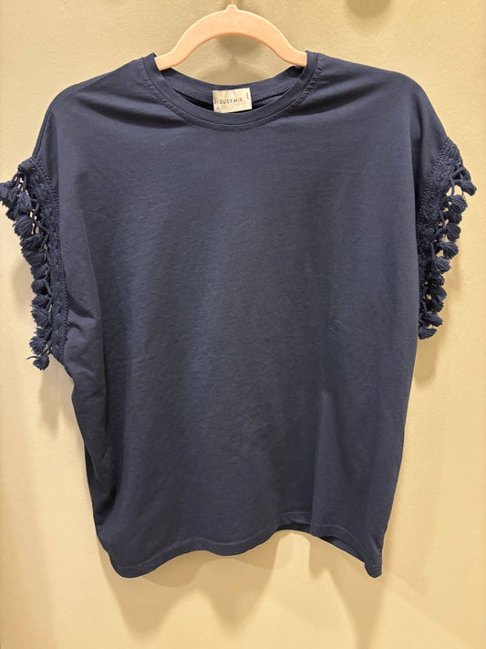 SUSY MIX - T-shirt in cotone con dettaglio nappine maniche - più colori