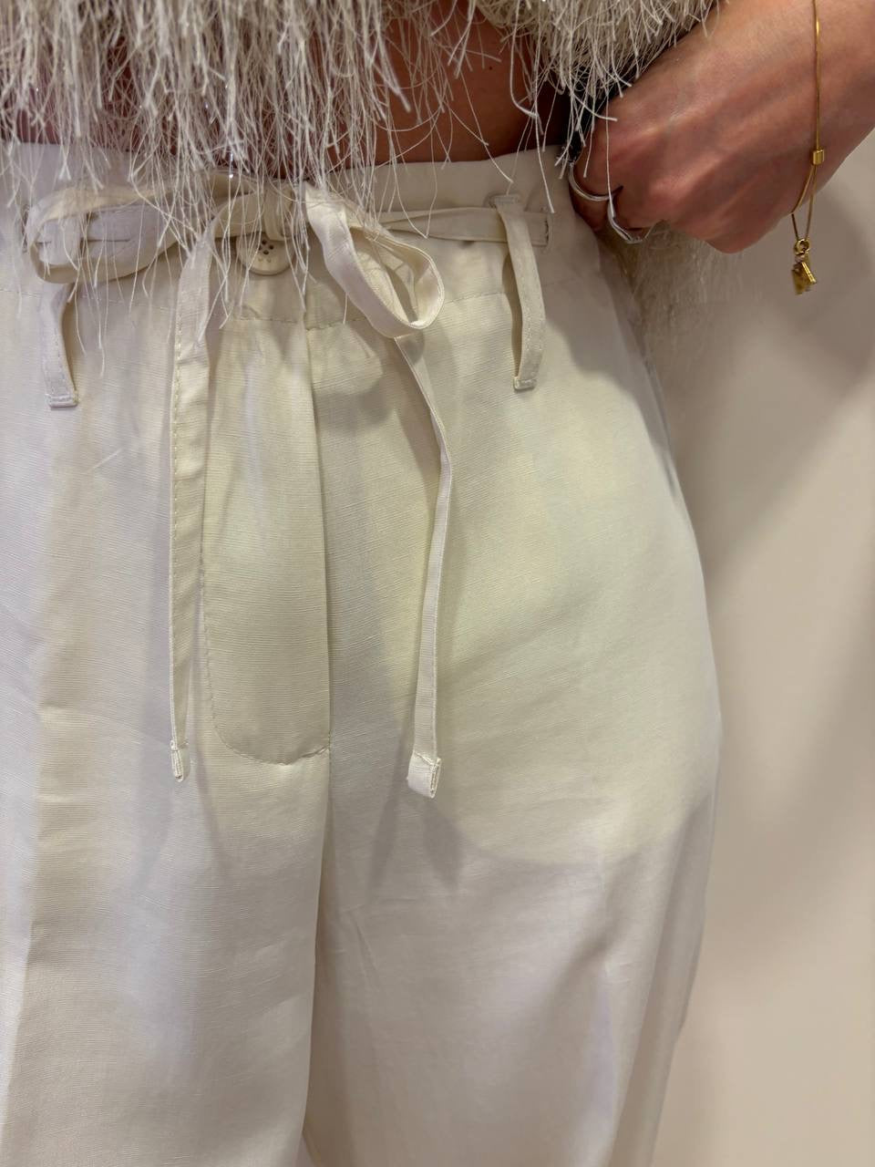 KAOS - Pantalone burro barrel fit con dettaglio coulisse