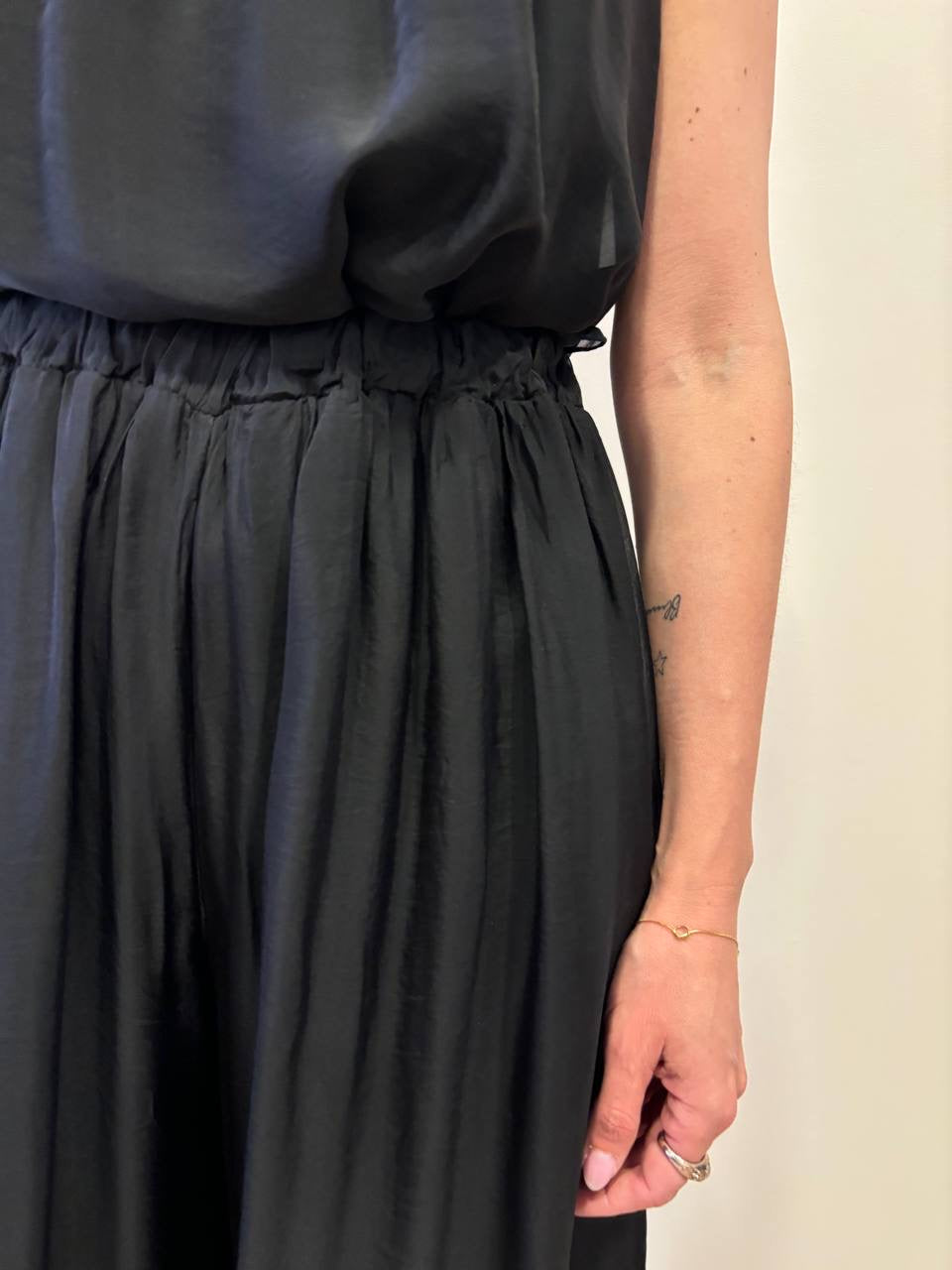 HAVEONE - Pantalone nero a palazzo ampio con elastico
