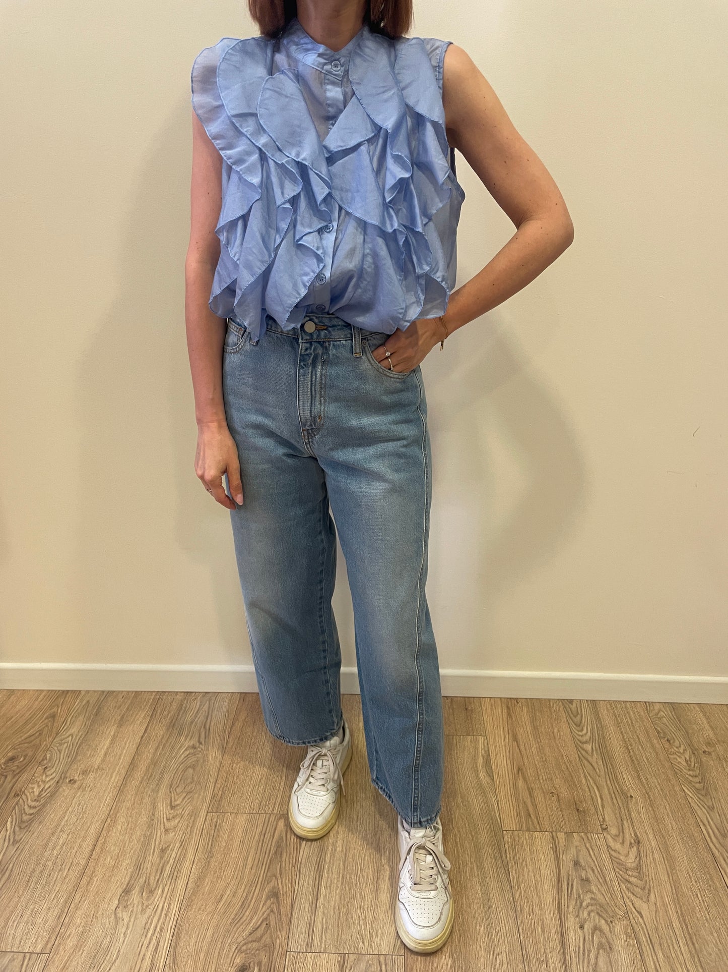 VICOLO - Jeans Sveva in denim baggy fit cropped con cuciture