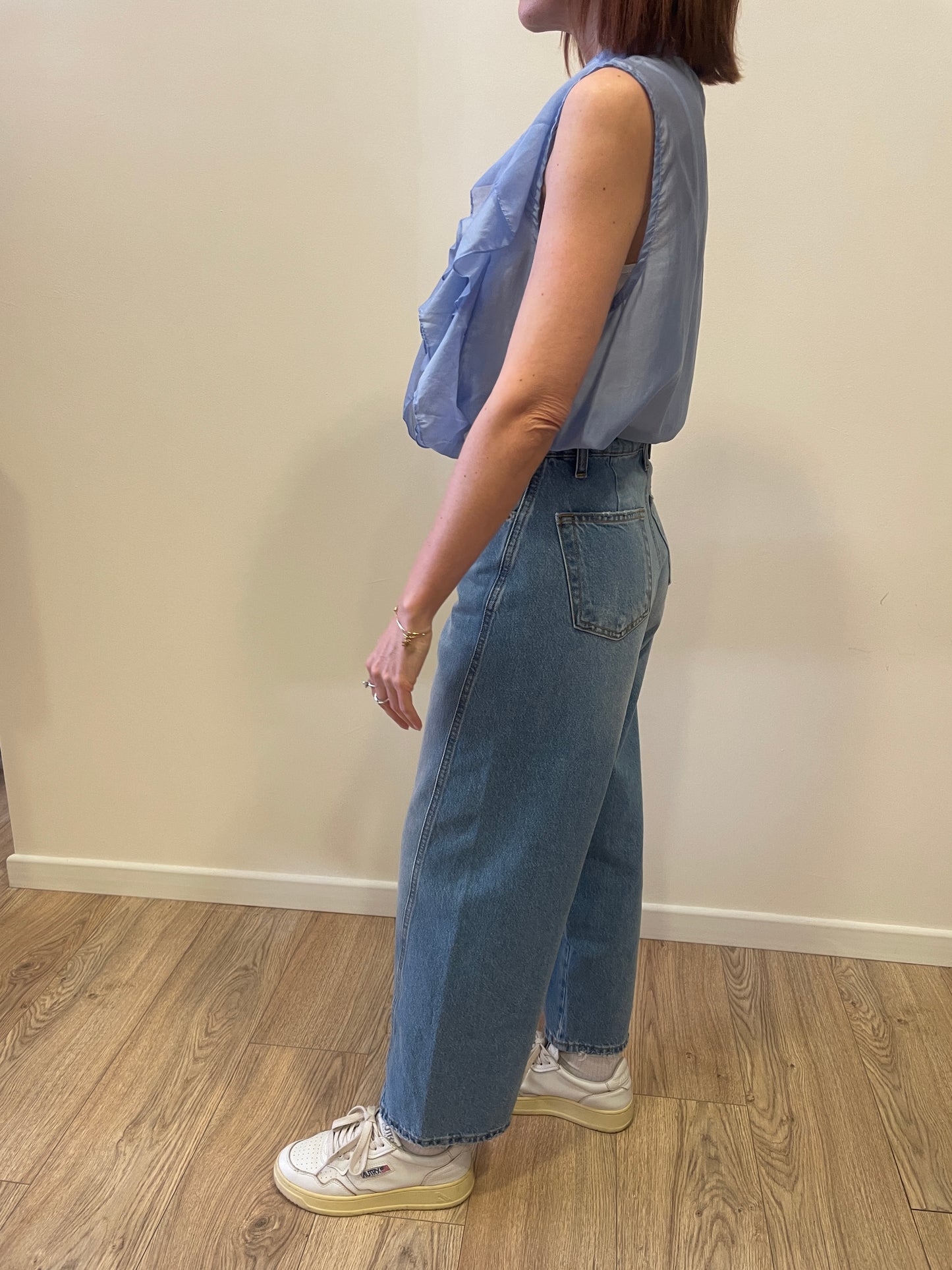 VICOLO - Jeans Sveva in denim baggy fit cropped con cuciture