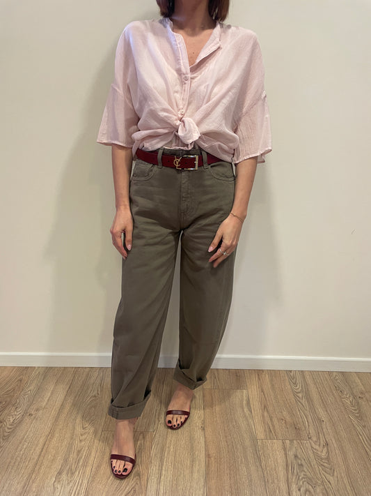 VICOLO - Jeans Chiara in denim color cacao barrel fit