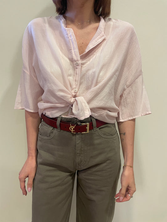 VICOLO - Camicia in mussola di cotone con nodo - più colori
