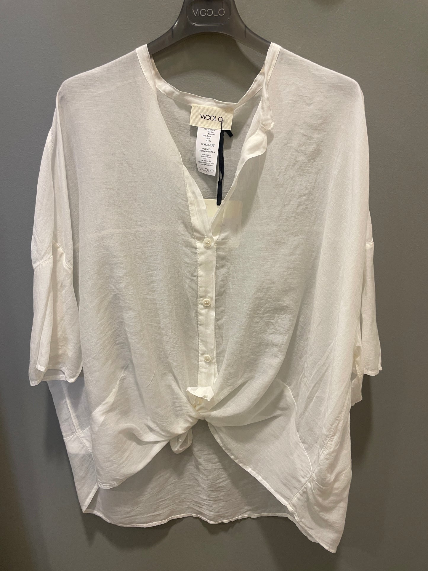 VICOLO - Camicia in mussola di cotone con nodo - più colori