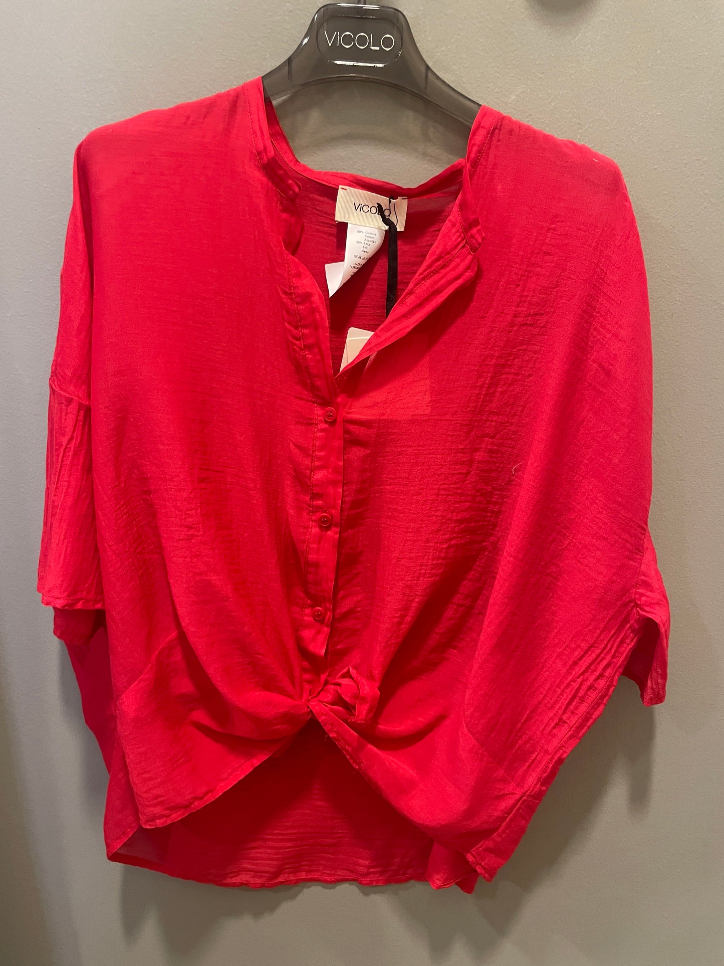 VICOLO - Camicia in mussola di cotone con nodo - più colori