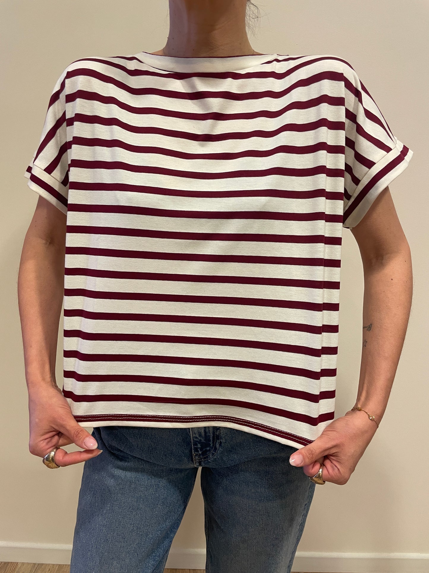 SUSY MIX - T-shirt a righe a scatoletta a girocollo - più colori