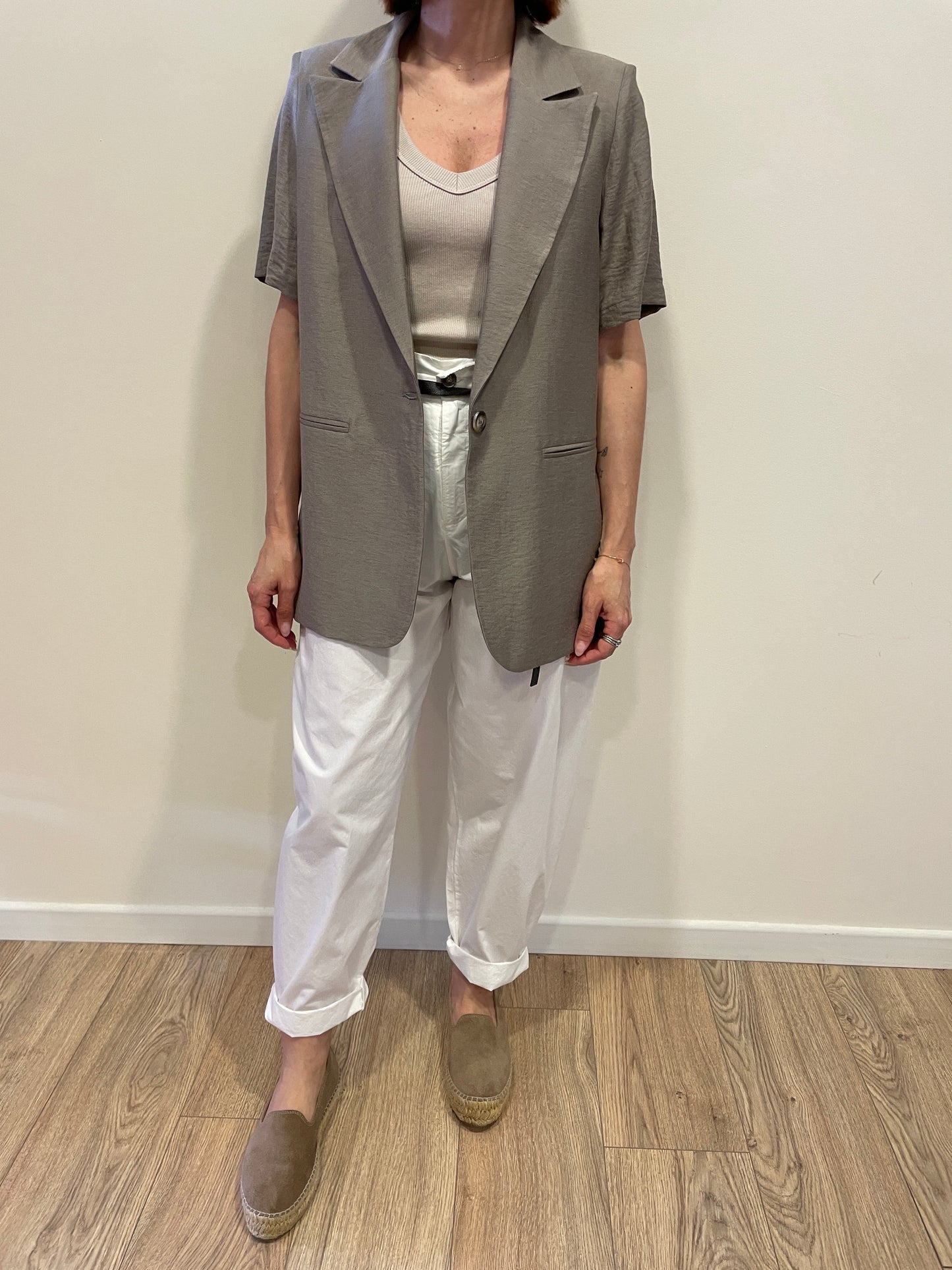 SUSY MIX - Pantalone in cotone baloon fit bianco ottico