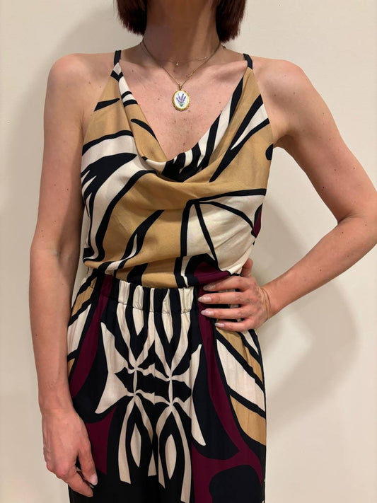 HAVEONE - Top in fantasia in viscosa con spalline regolabili