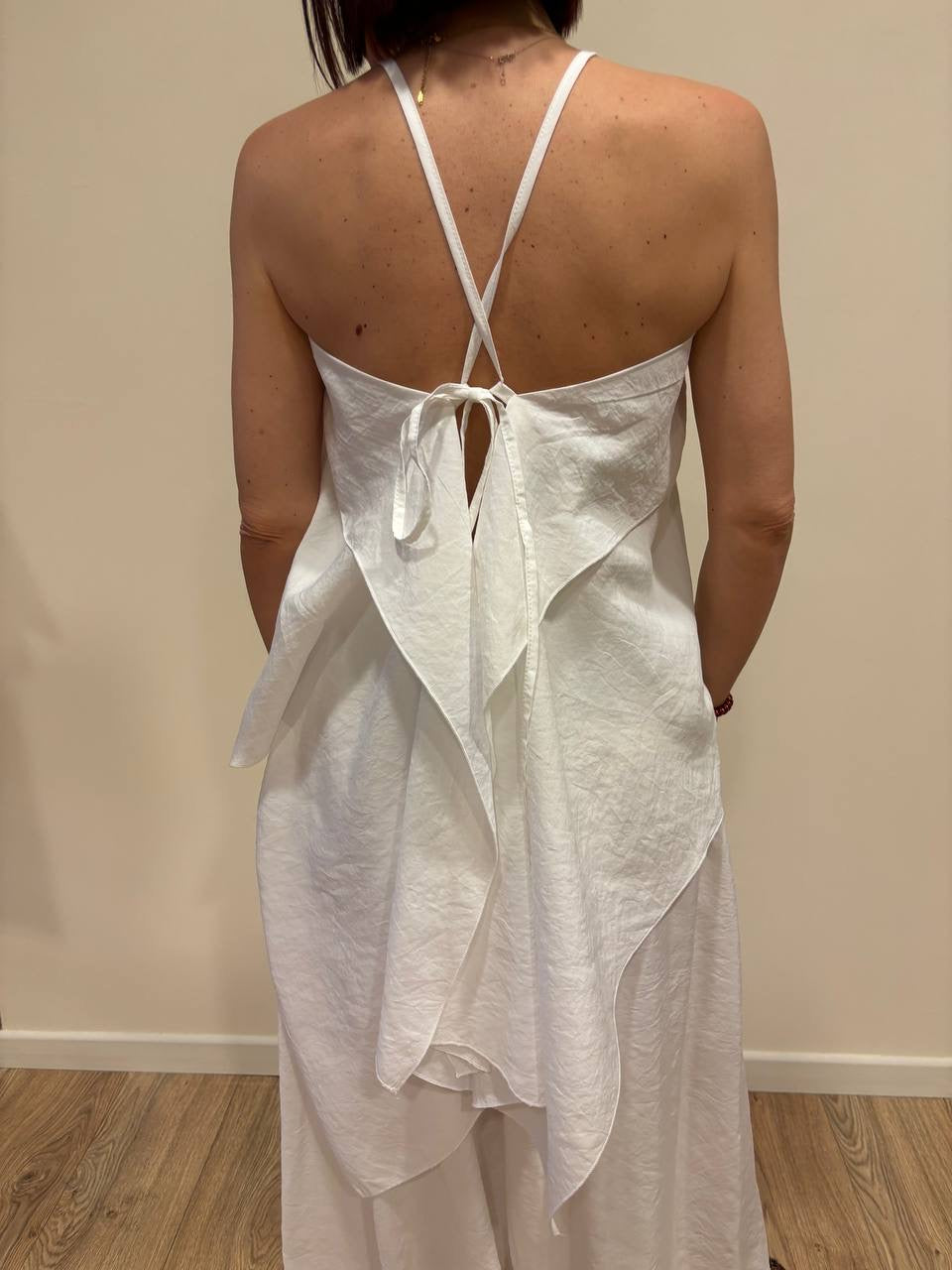 HAVEONE - Pantalone a palazzo ampio con pinces color bianco