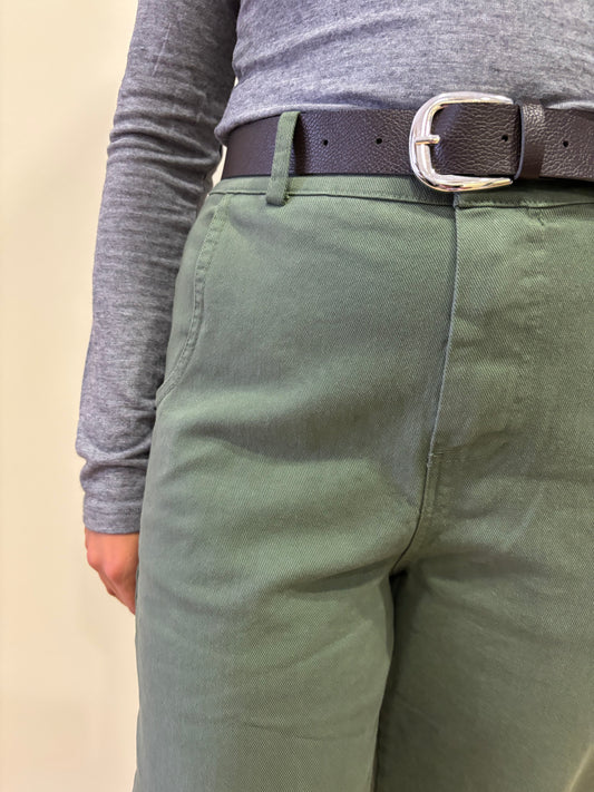KONTATTO - Pantalone Barrel fit in cotone color khaki