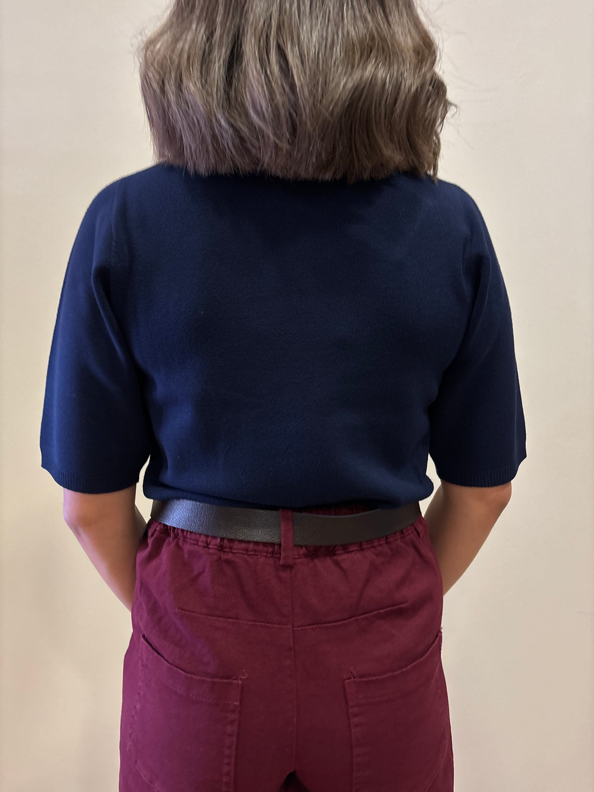 KONTATTO - Pantalone Barrel fit in cotone color marsala