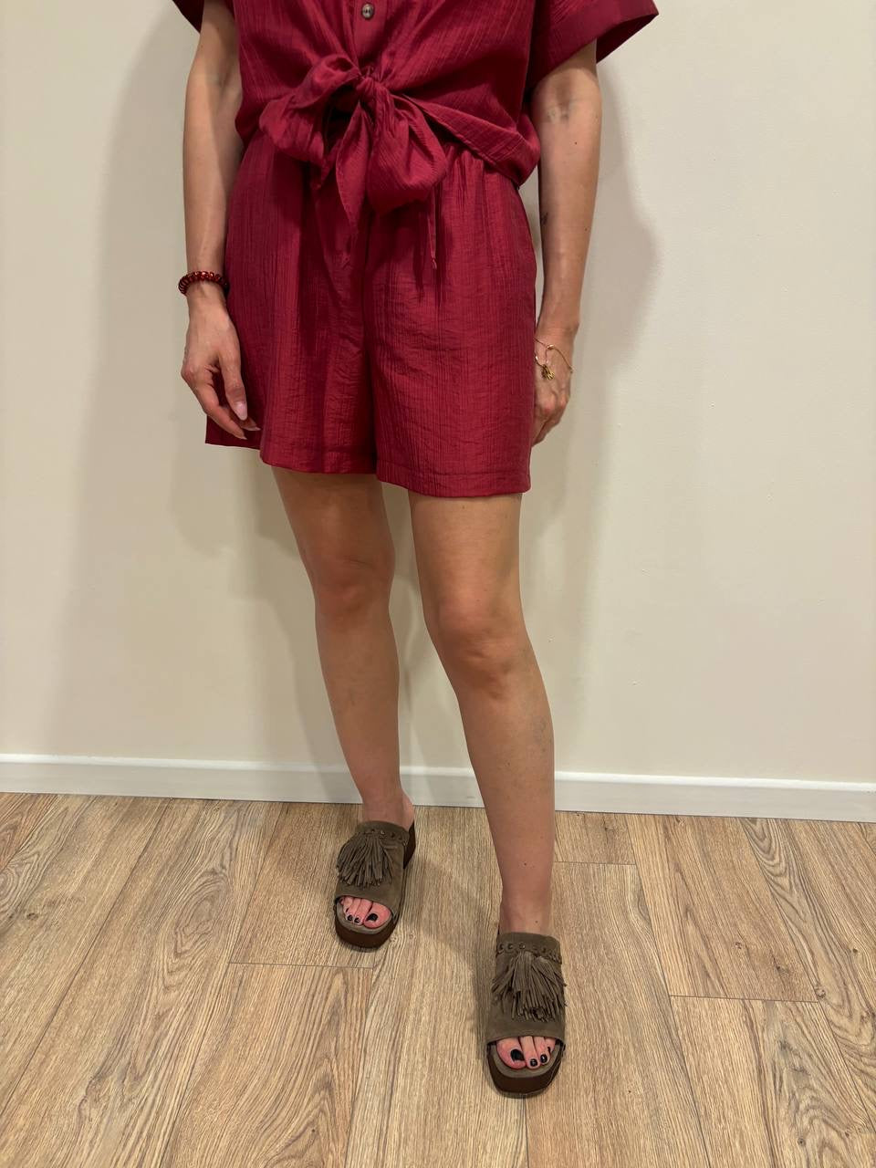 HAVEONE - Shorts in misto lyocell con elastico color india