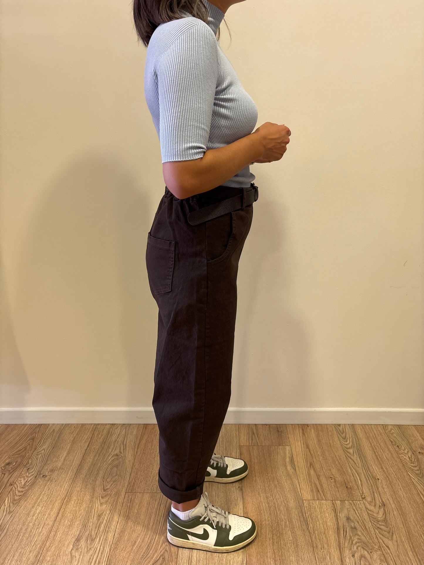 KONTATTO - Pantalone Barrel fit in cotone color moka