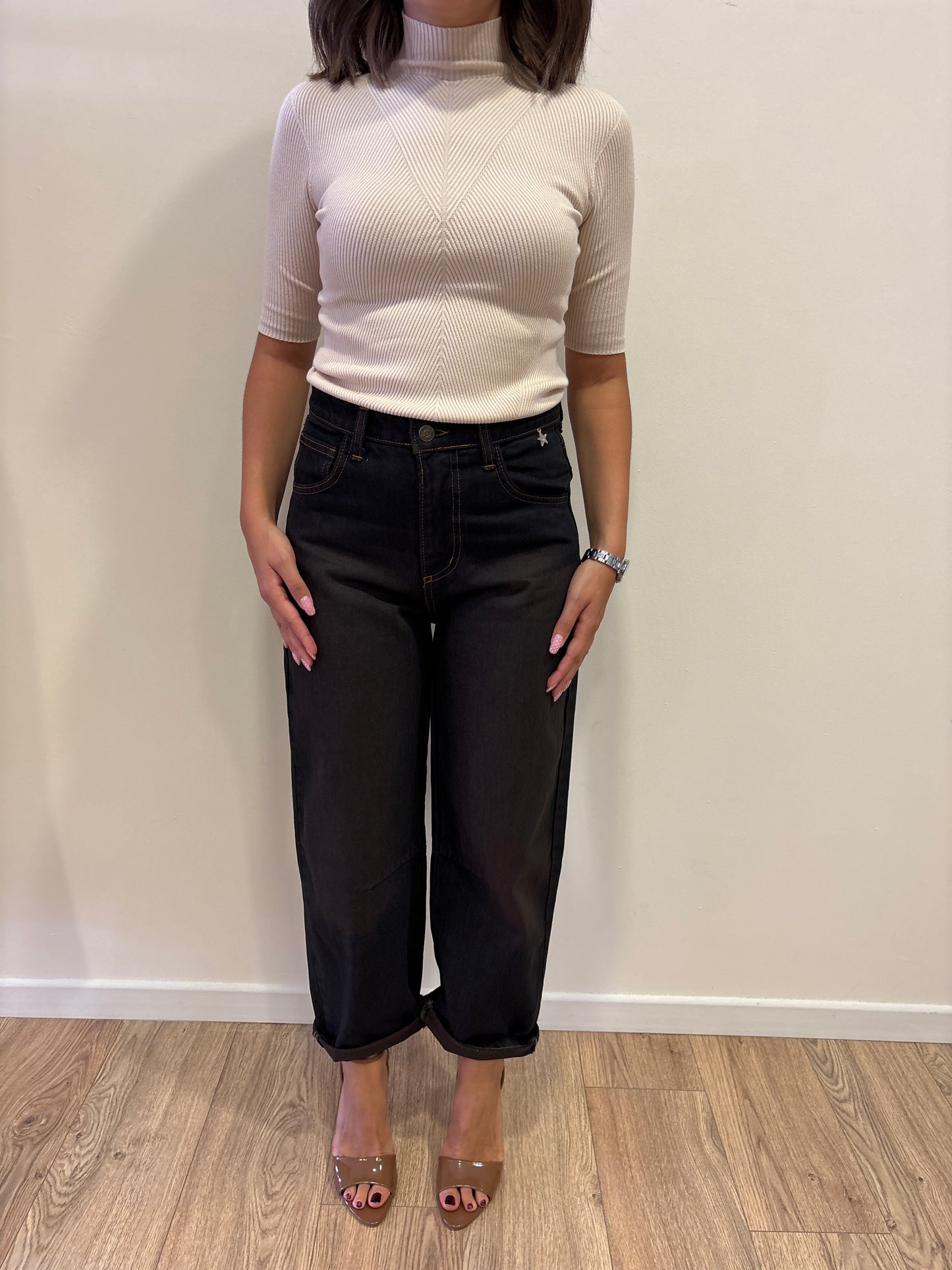 SOUVENIR - Jeans con impunture coccio blu scuro tinto in capo