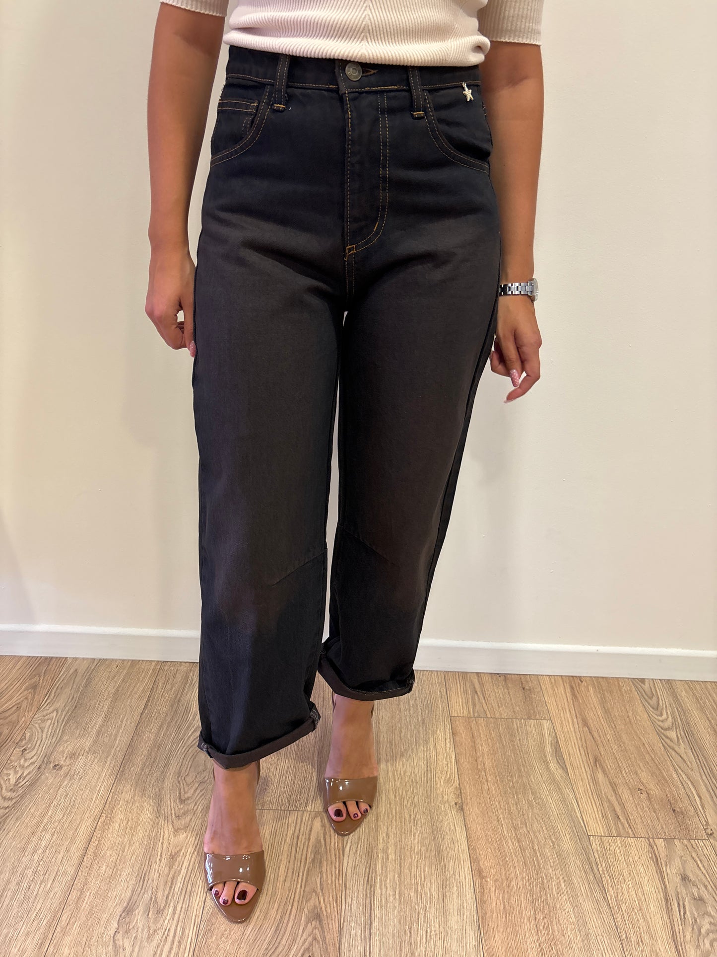 SOUVENIR - Jeans con impunture coccio blu scuro tinto in capo