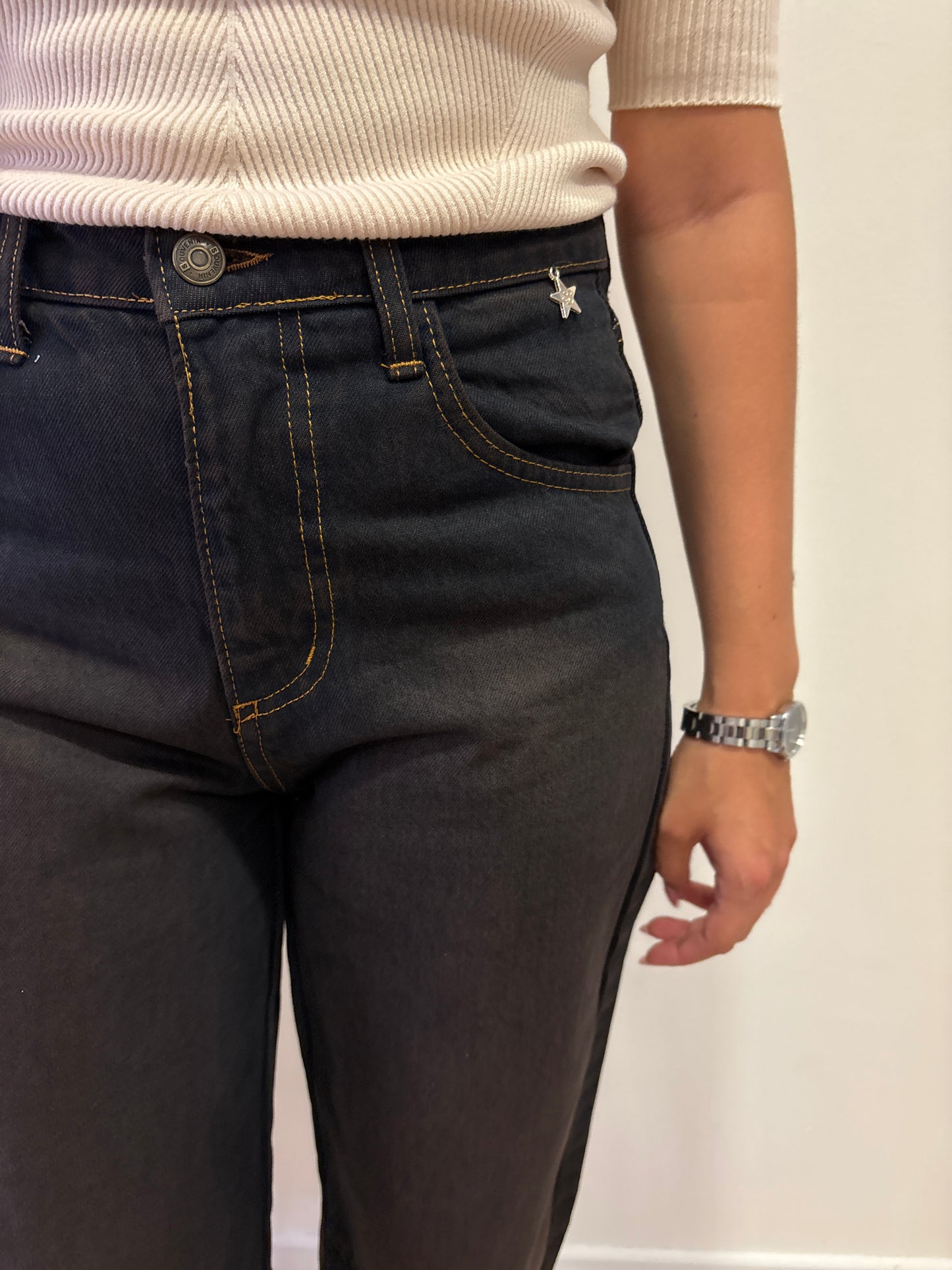 SOUVENIR - Jeans con impunture coccio blu scuro tinto in capo