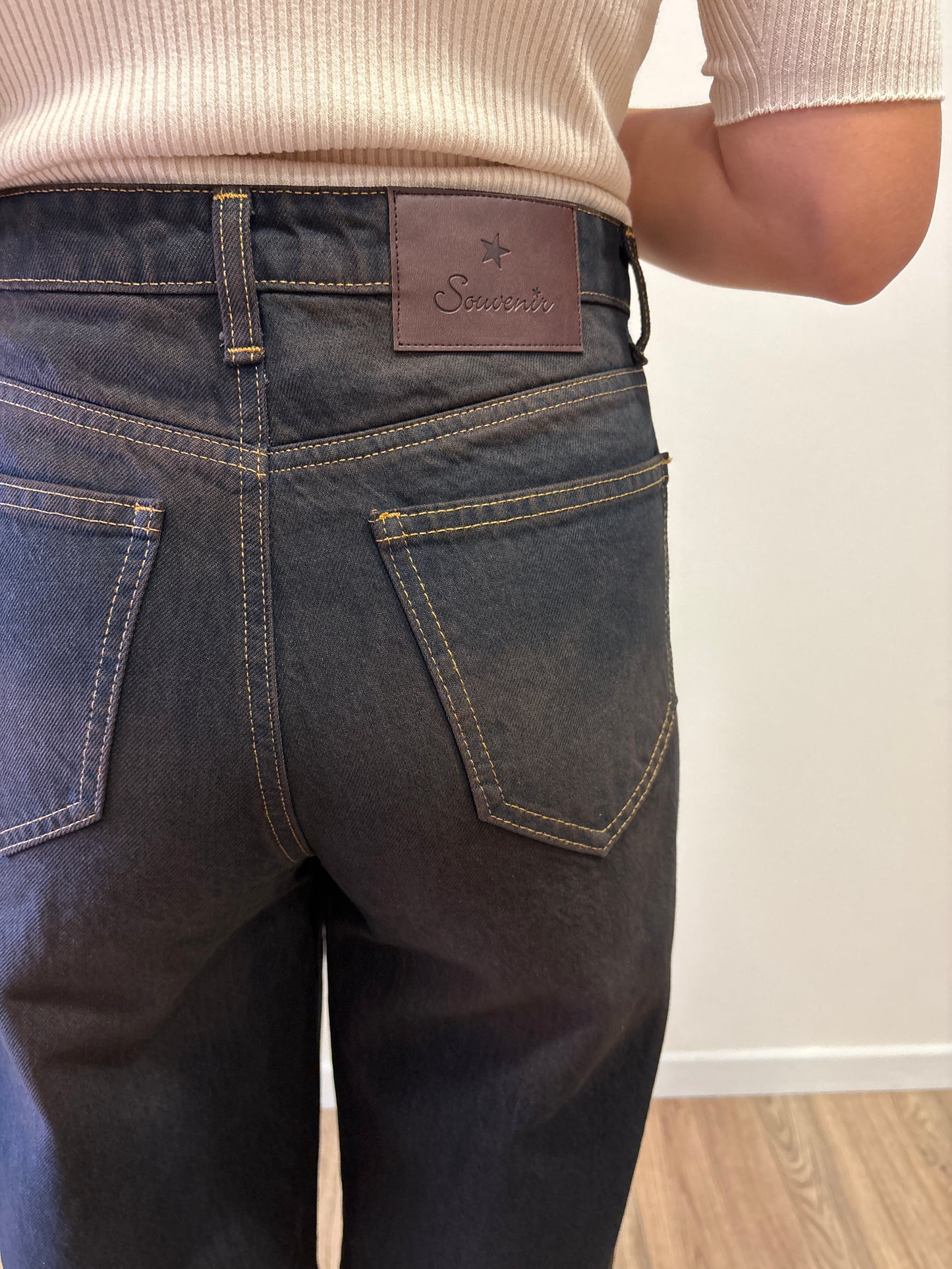 SOUVENIR - Jeans con impunture coccio blu scuro tinto in capo