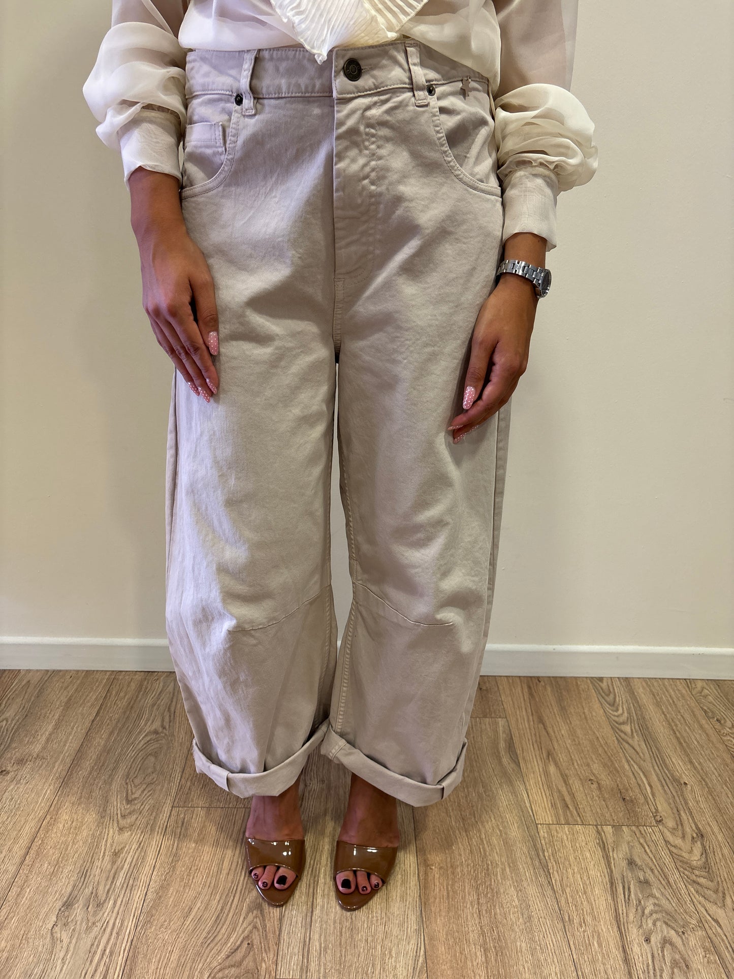 SOUVENIR - Pantalone Gaya Barrel fit pronunciato color cashà