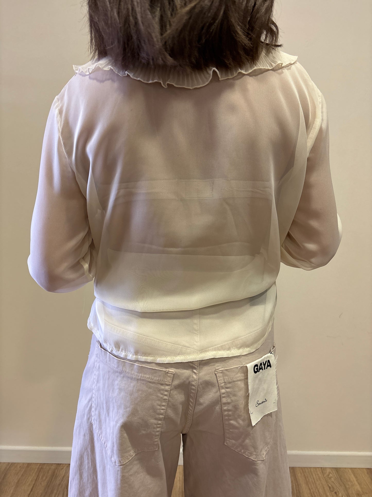 KONTATTO - Camicia jabot plissé con colletto color avorio