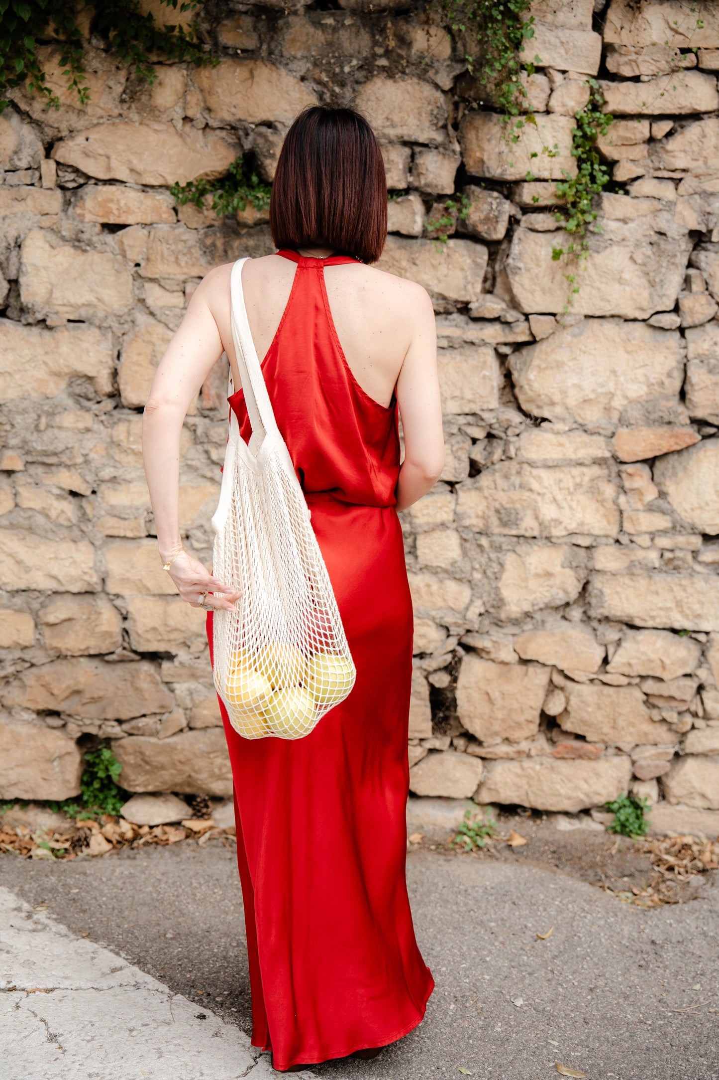 HAVEONE - Gonna lunga in viscosa rossa con spacco laterale