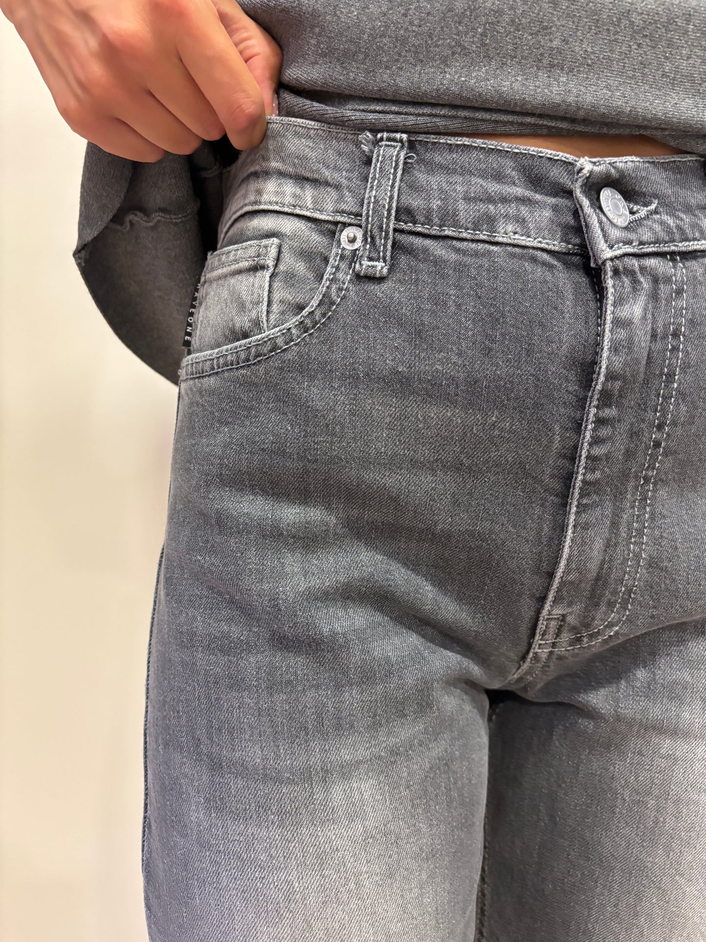 HAVEONE - Jeans London color grigio a palazzo dritto