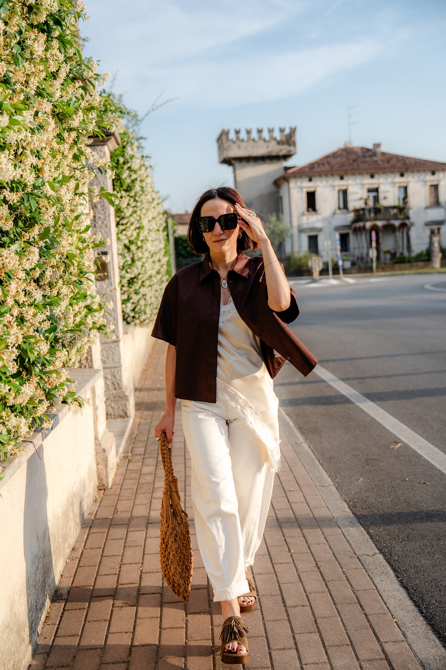 KAOS - Camicia a mezze maniche a scatoletta testa moro