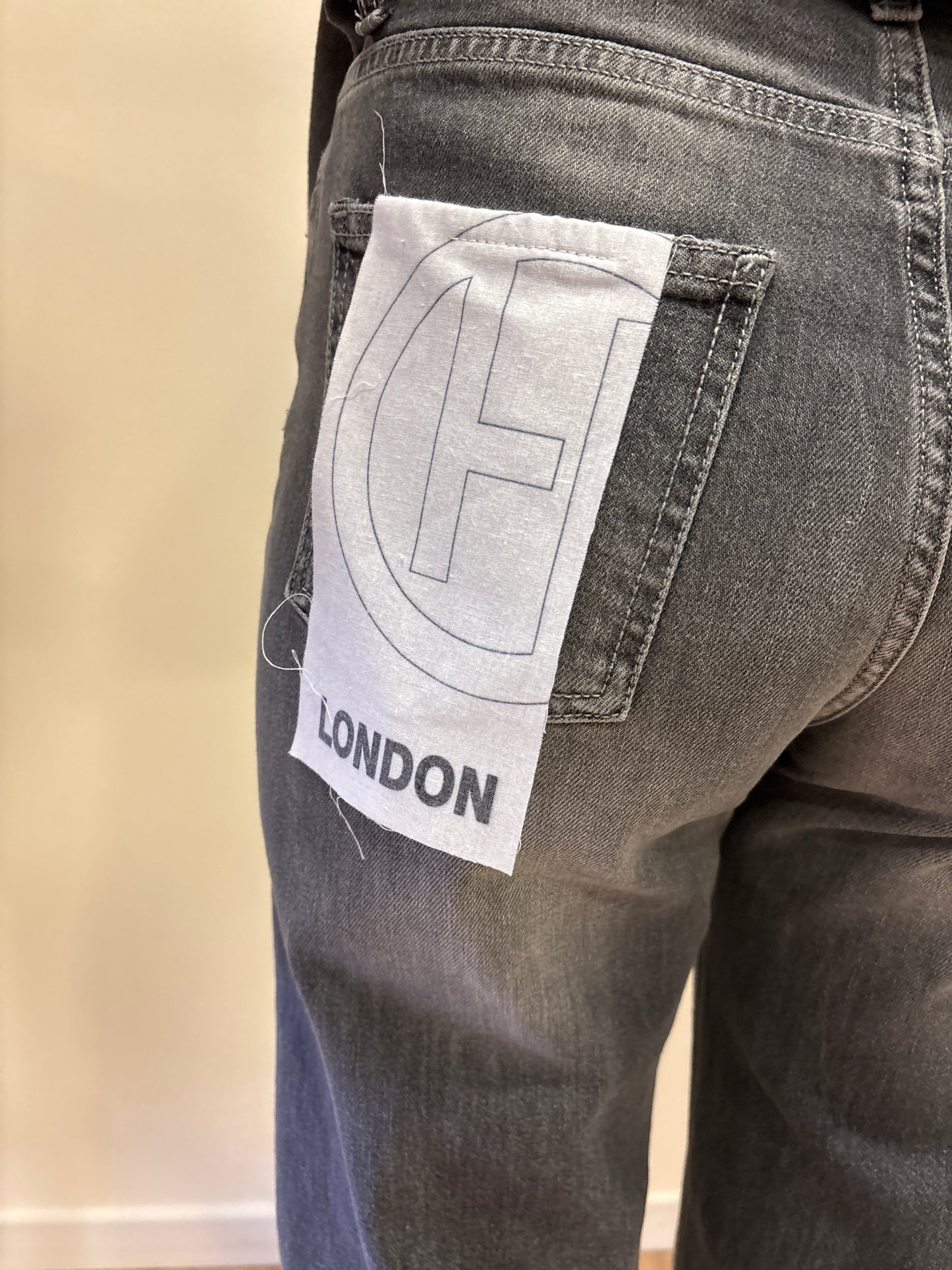 HAVEONE - Jeans London color grigio a palazzo dritto