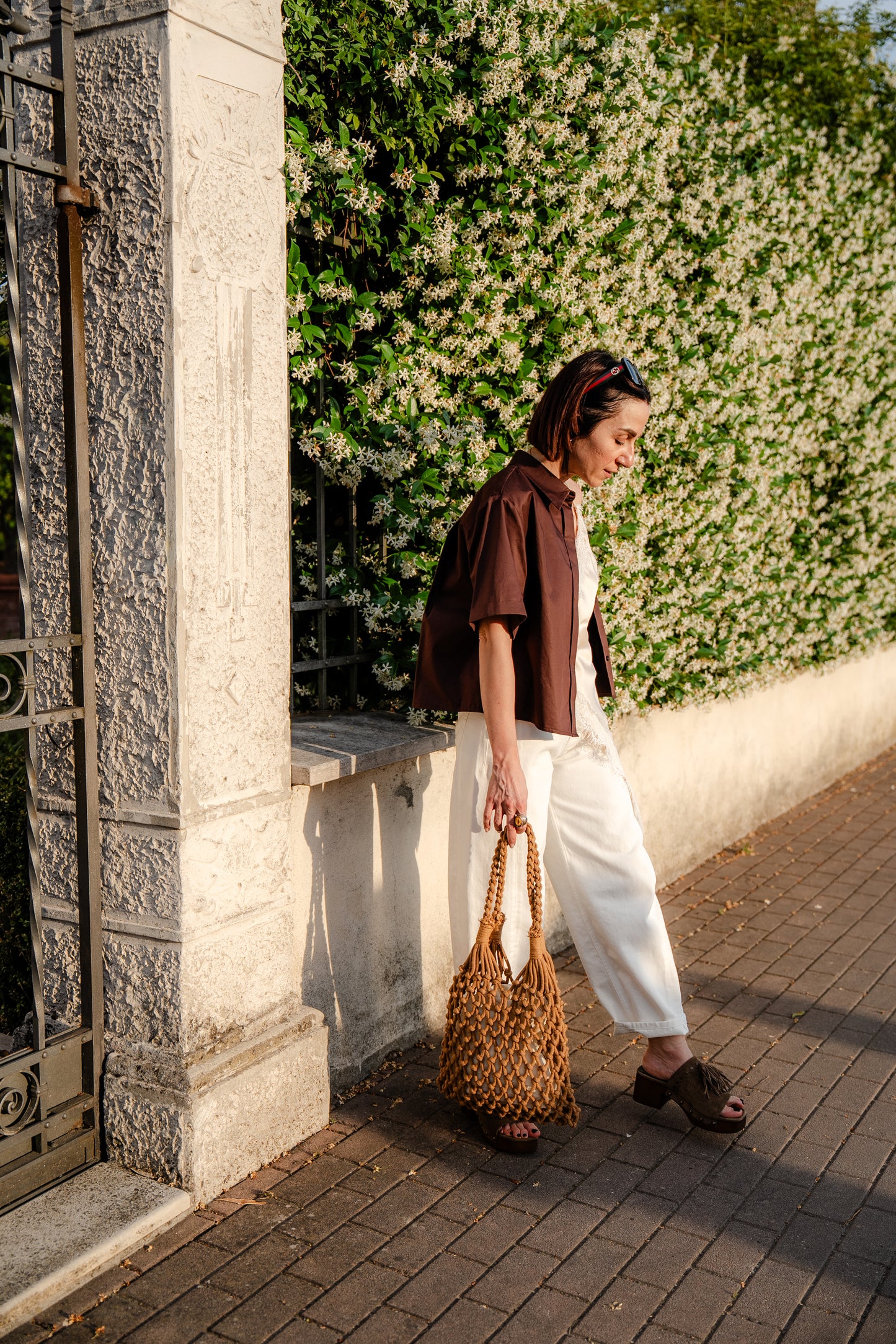 KAOS - Camicia a mezze maniche a scatoletta testa moro
