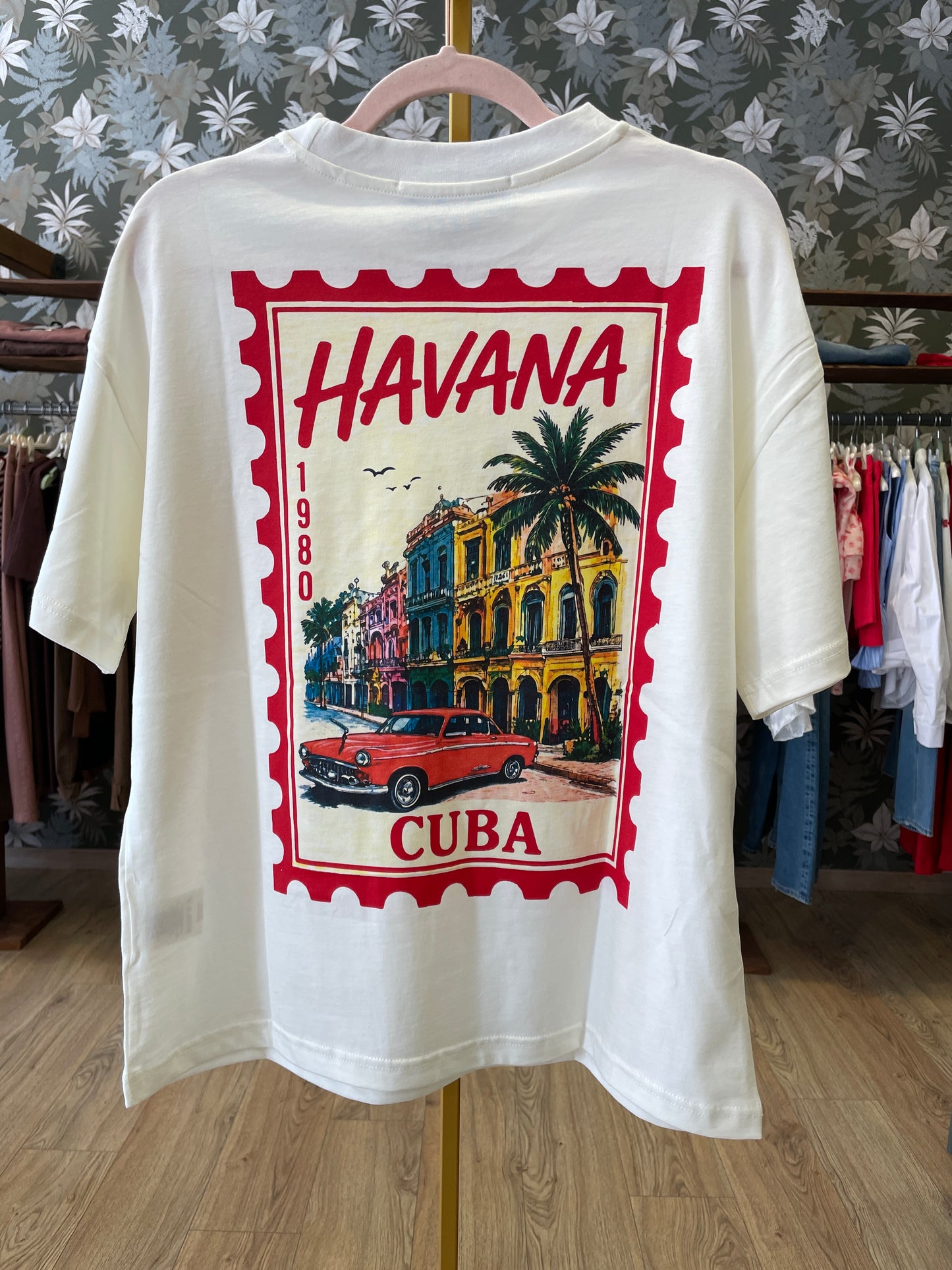 HAVEONE - T-shirt over con stampa francobollo sul retro - più colori
