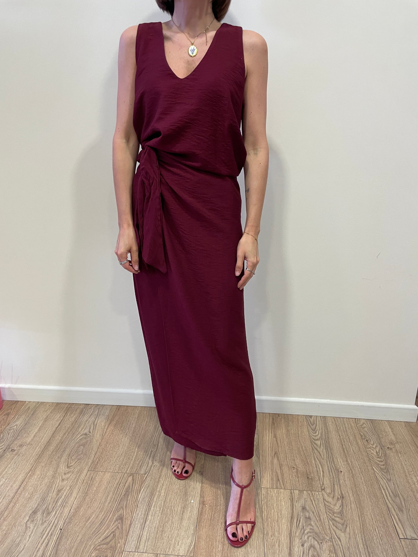 HAVEONE - Top con scollo a V in misto viscosa color india