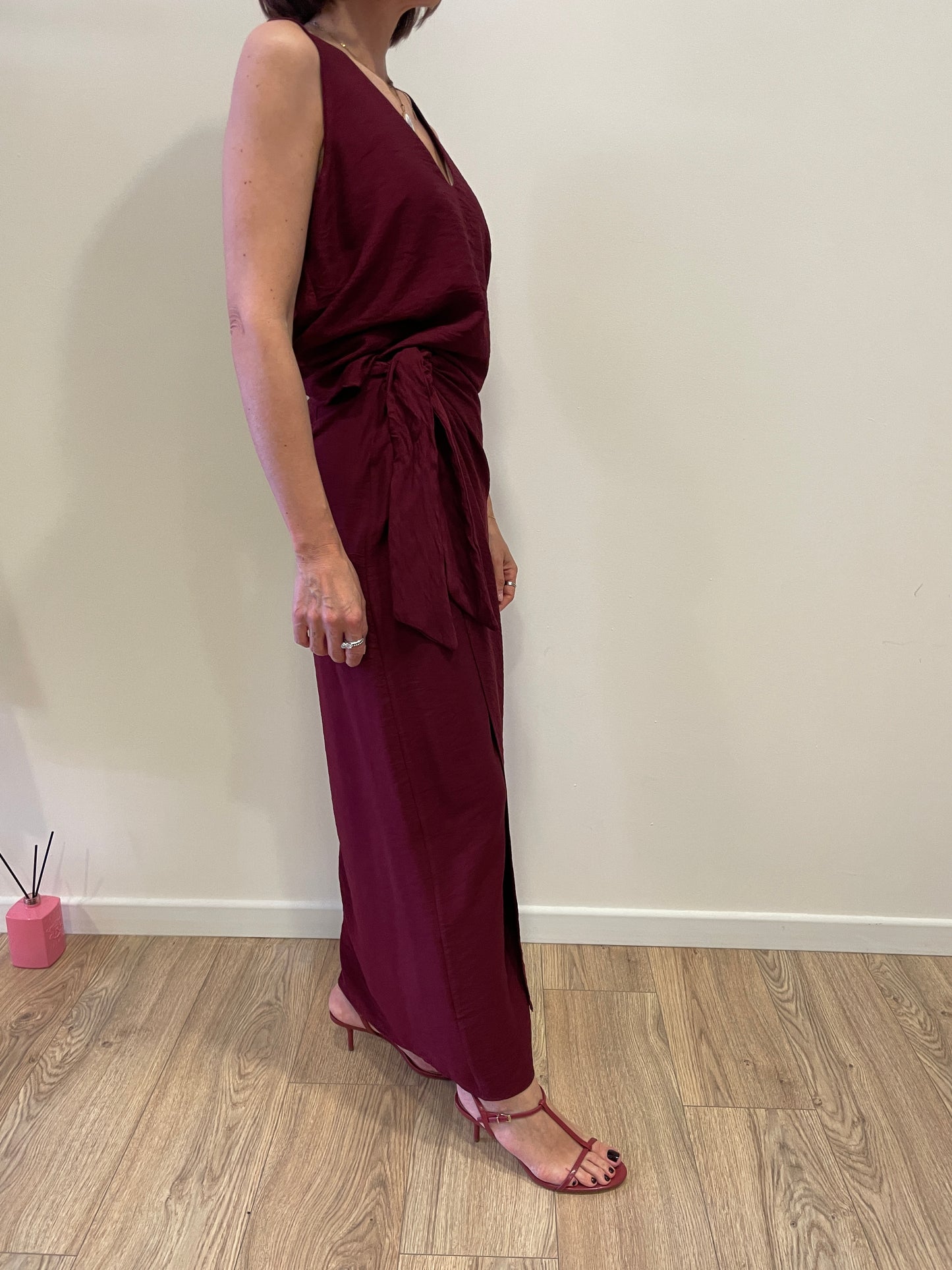 HAVEONE - Top con scollo a V in misto viscosa color india