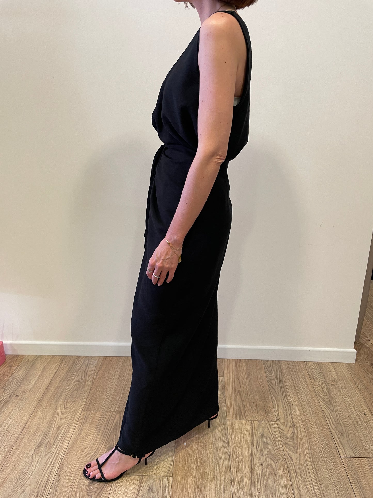 HAVEONE - Top con scollo a V in misto viscosa color nero