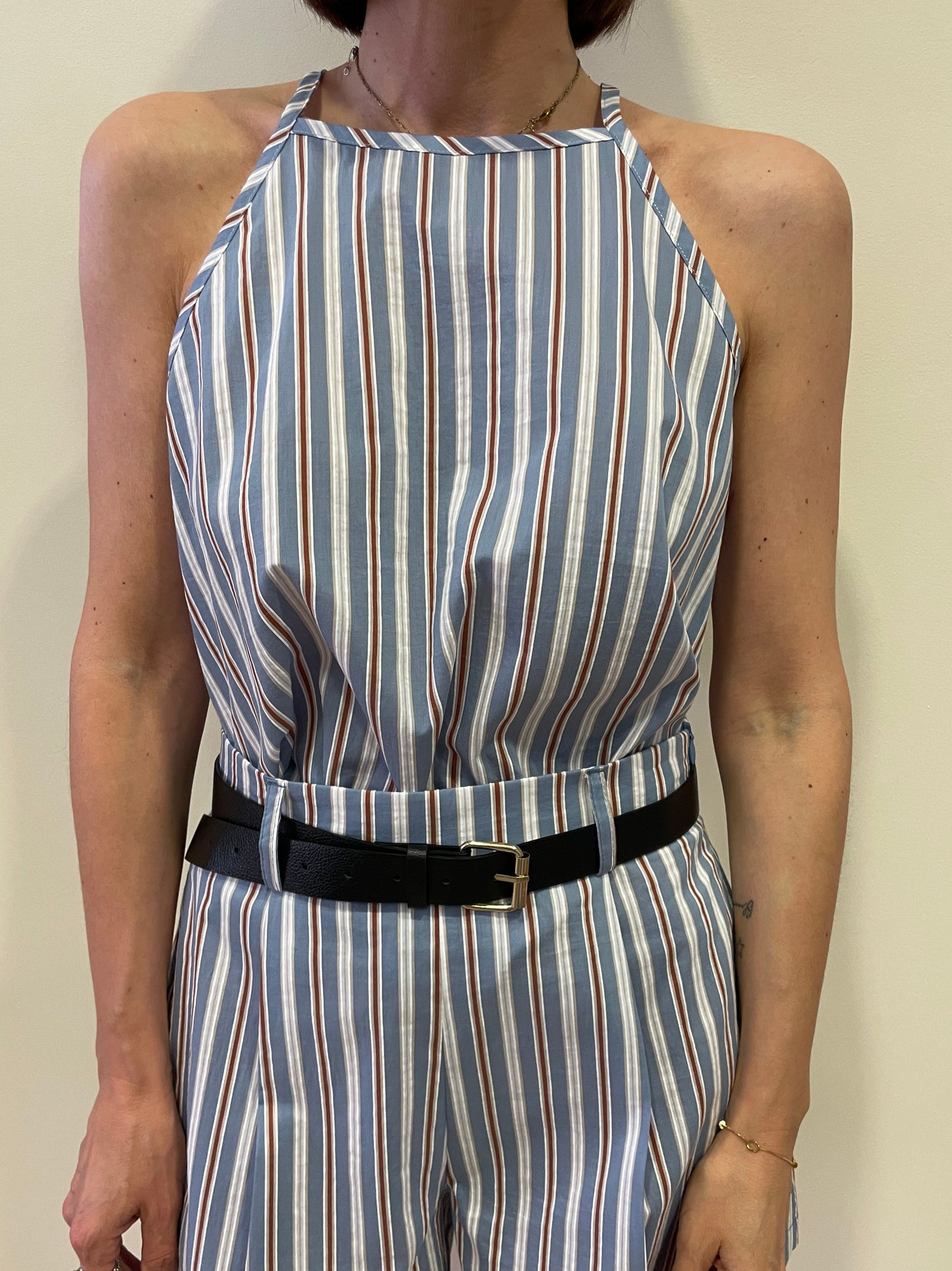 HAVEONE - Top in cotone a righe verticali con spalline sottili