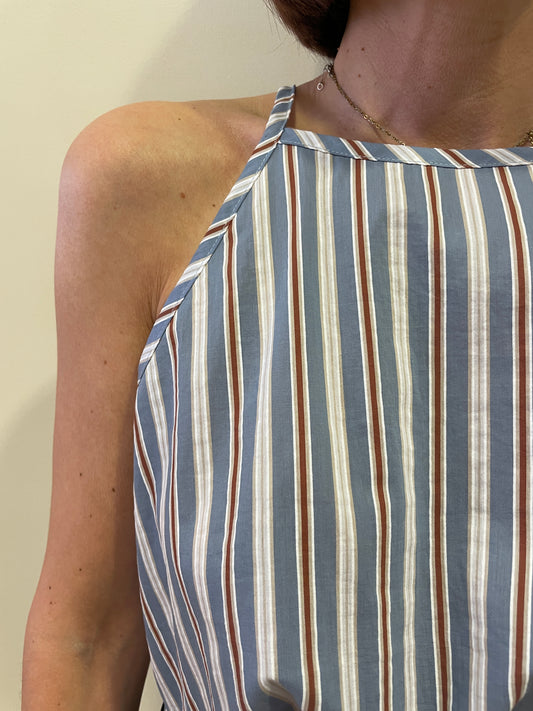 HAVEONE - Top in cotone a righe verticali con spalline sottili