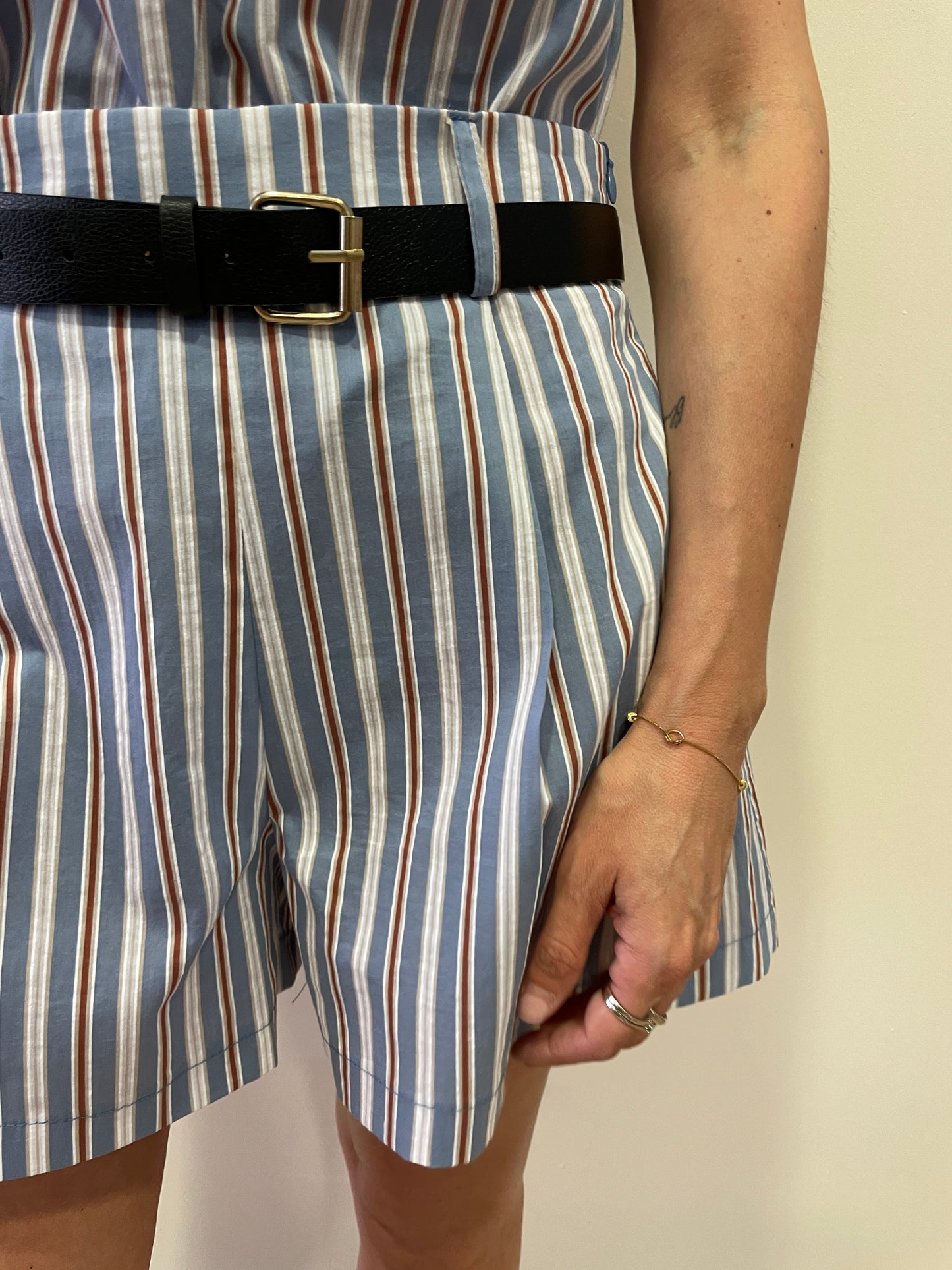 HAVEONE - Shorts a righe verticali in cotone con cintura