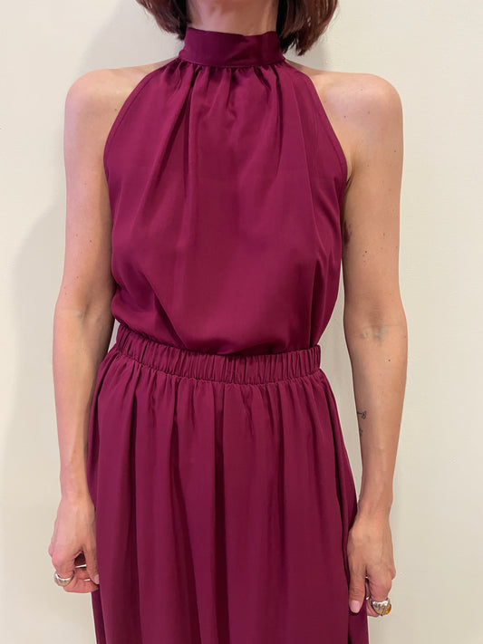 HAVEONE - Top in viscosa india con scollo all'americana e allacciatura sul retro