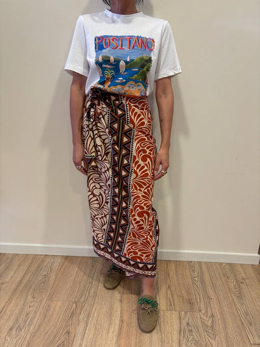 SOUVENIR - T-shirt in cotone con stampa "positano"