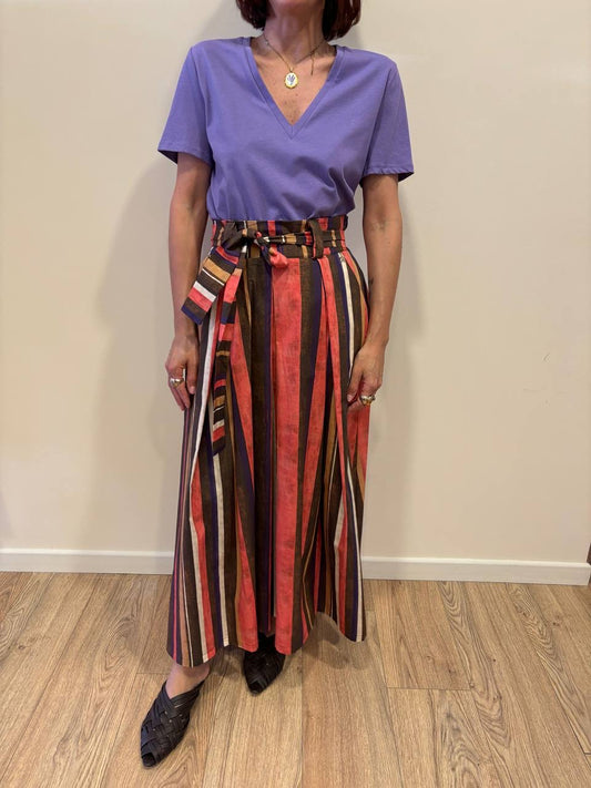 SOUVENIR - T-shirt in cotone con scollo a V color lavanda