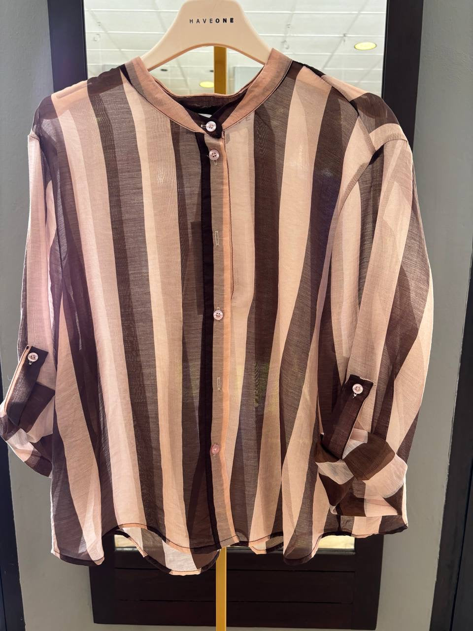 HAVEONE - Camicia in mussola di cotone a righe verticali - più colori