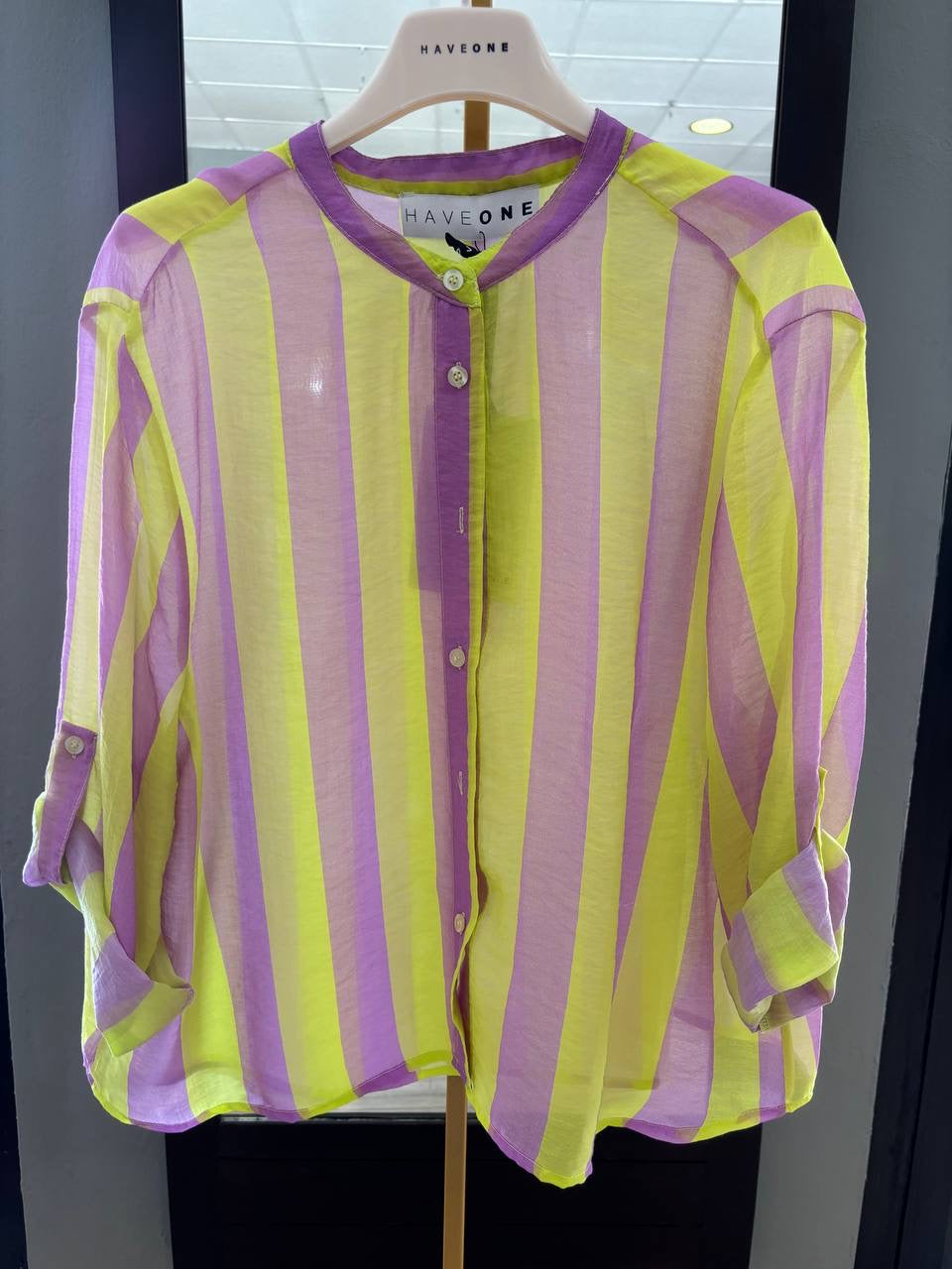 HAVEONE - Camicia in mussola di cotone a righe verticali - più colori