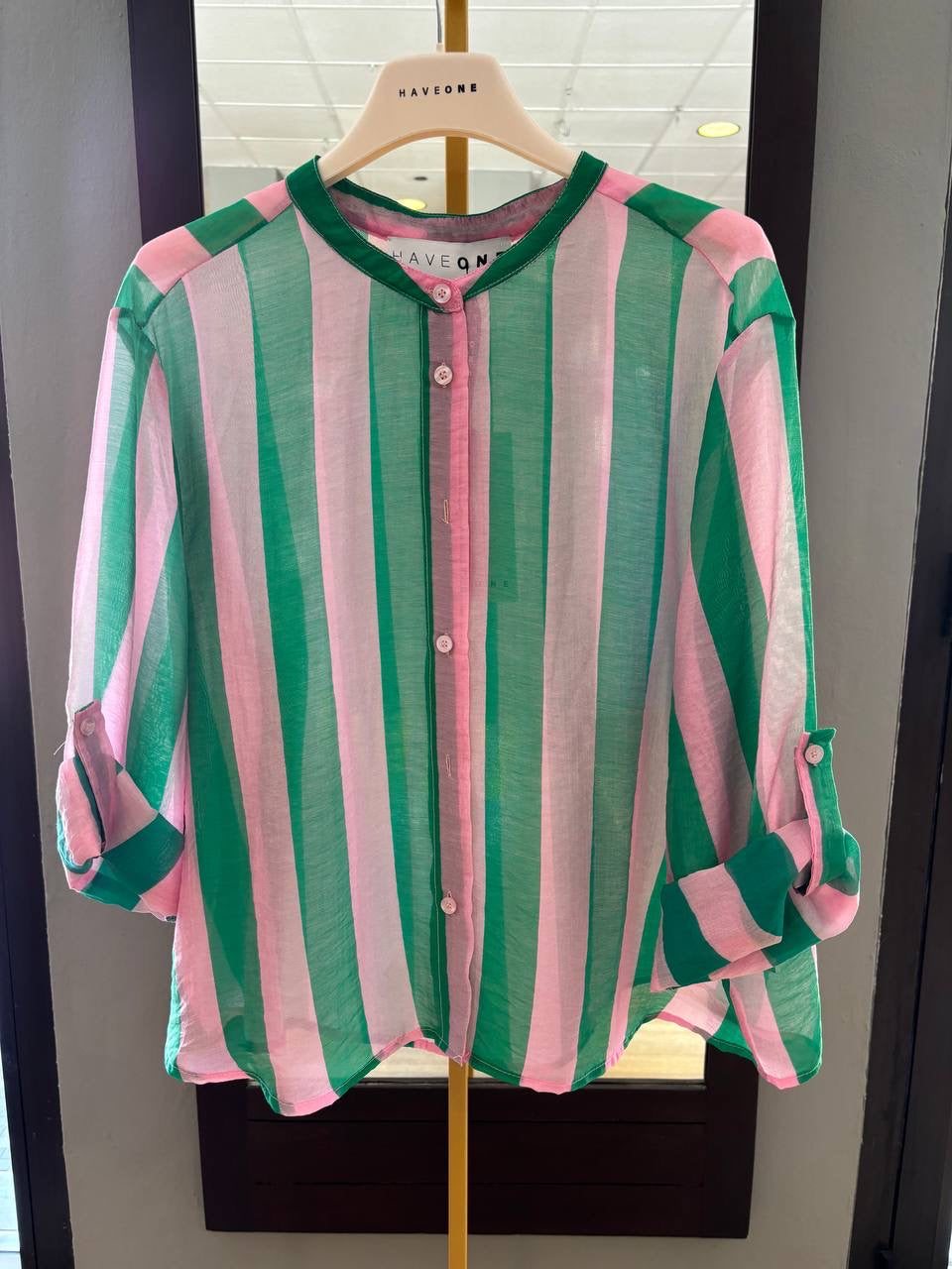 HAVEONE - Camicia in mussola di cotone a righe verticali - più colori